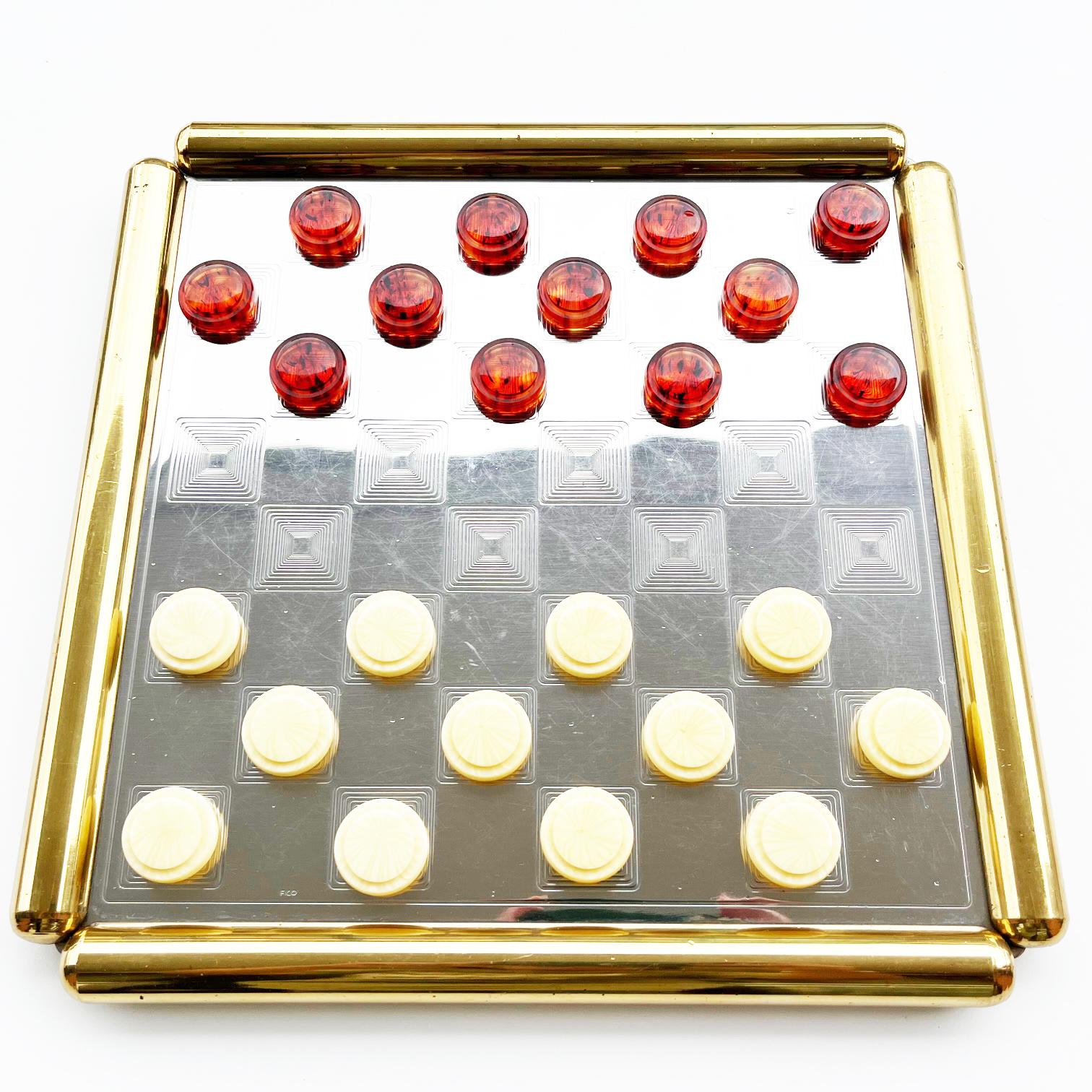 American Classical Chessboard Brass, Stainless Steel, Bakelite, Original from 1970-Design For Sale