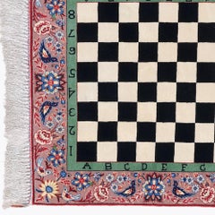 Chessboard Design Antique Small Rug - Late 19th Century
