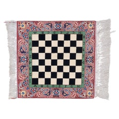 Chessboard Design Antique Small Rug - Late 19th Century