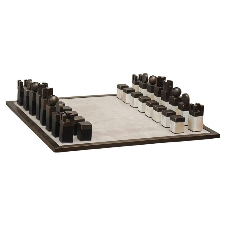 Chessboard in Matte Horn and Suede For Sale at 1stDibs