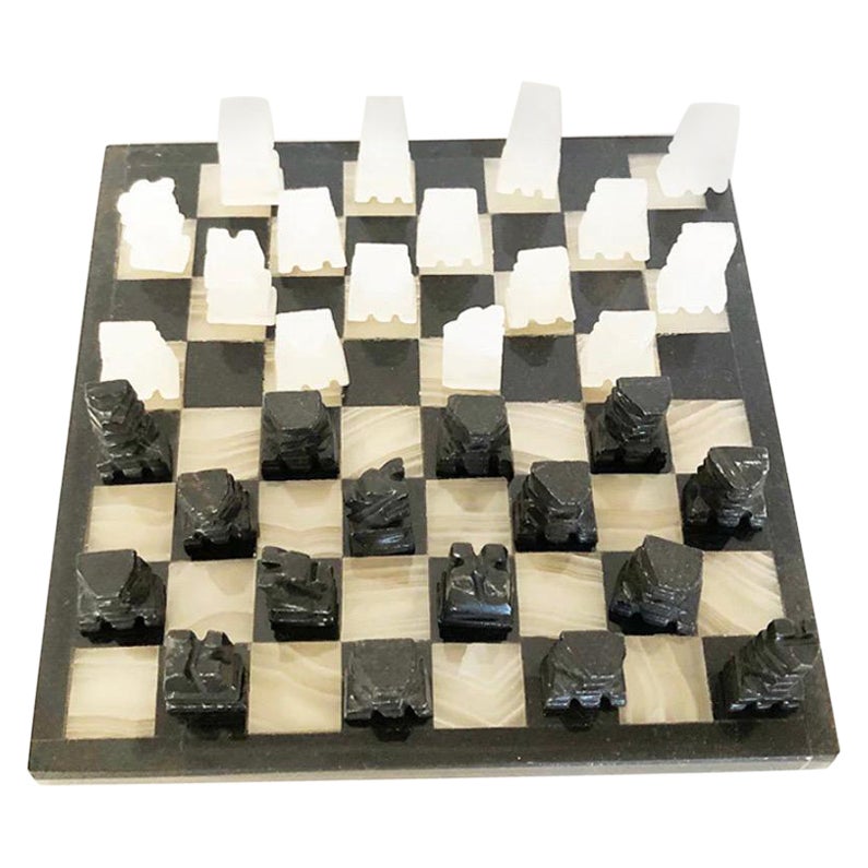 Chessboard in Precious Alabaster-Art For Sale