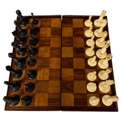 Chessboard with pieces made in the first half of the 19th c