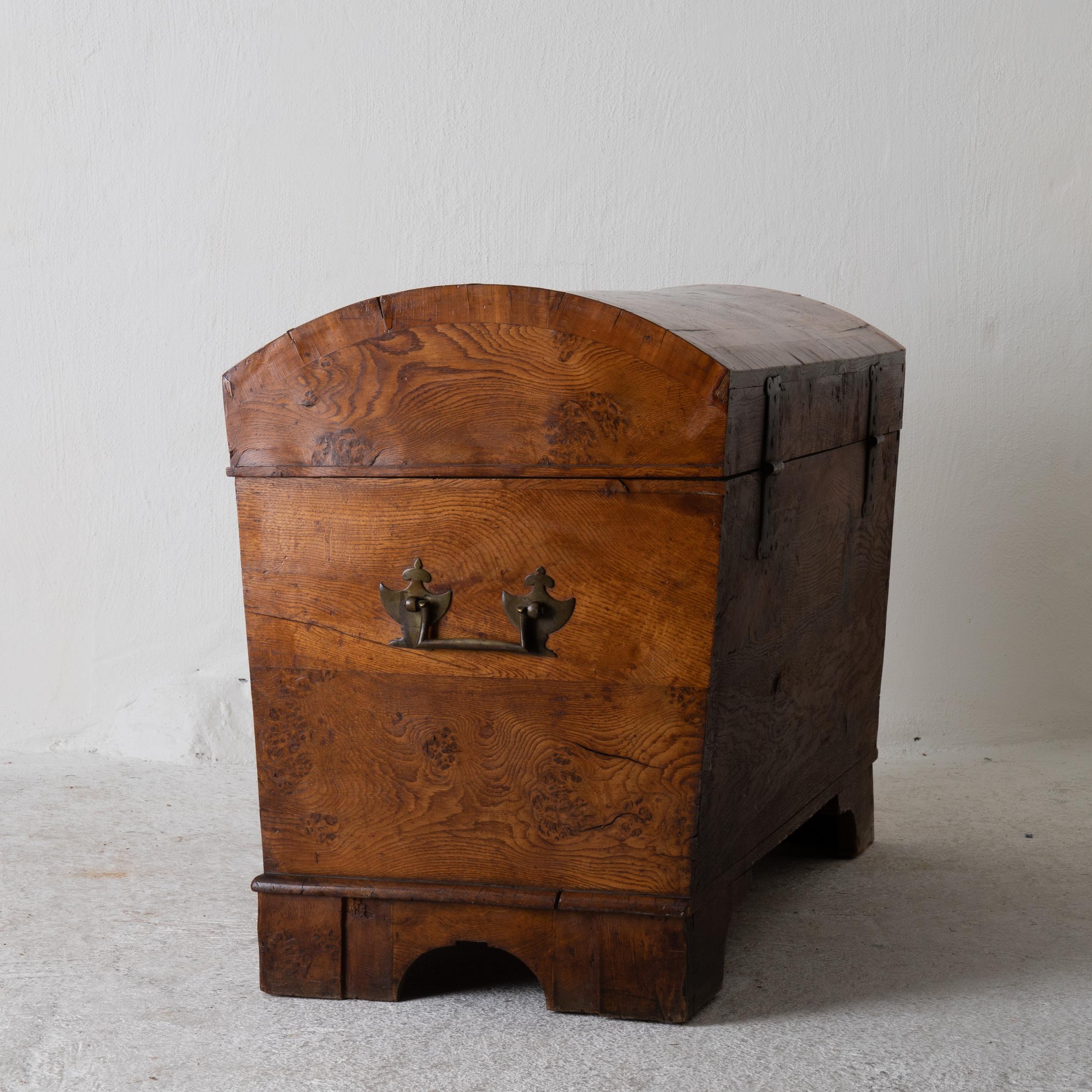 Baroque Chest Blanket Swedish Elm Veneer, 18th Century, Sweden For Sale