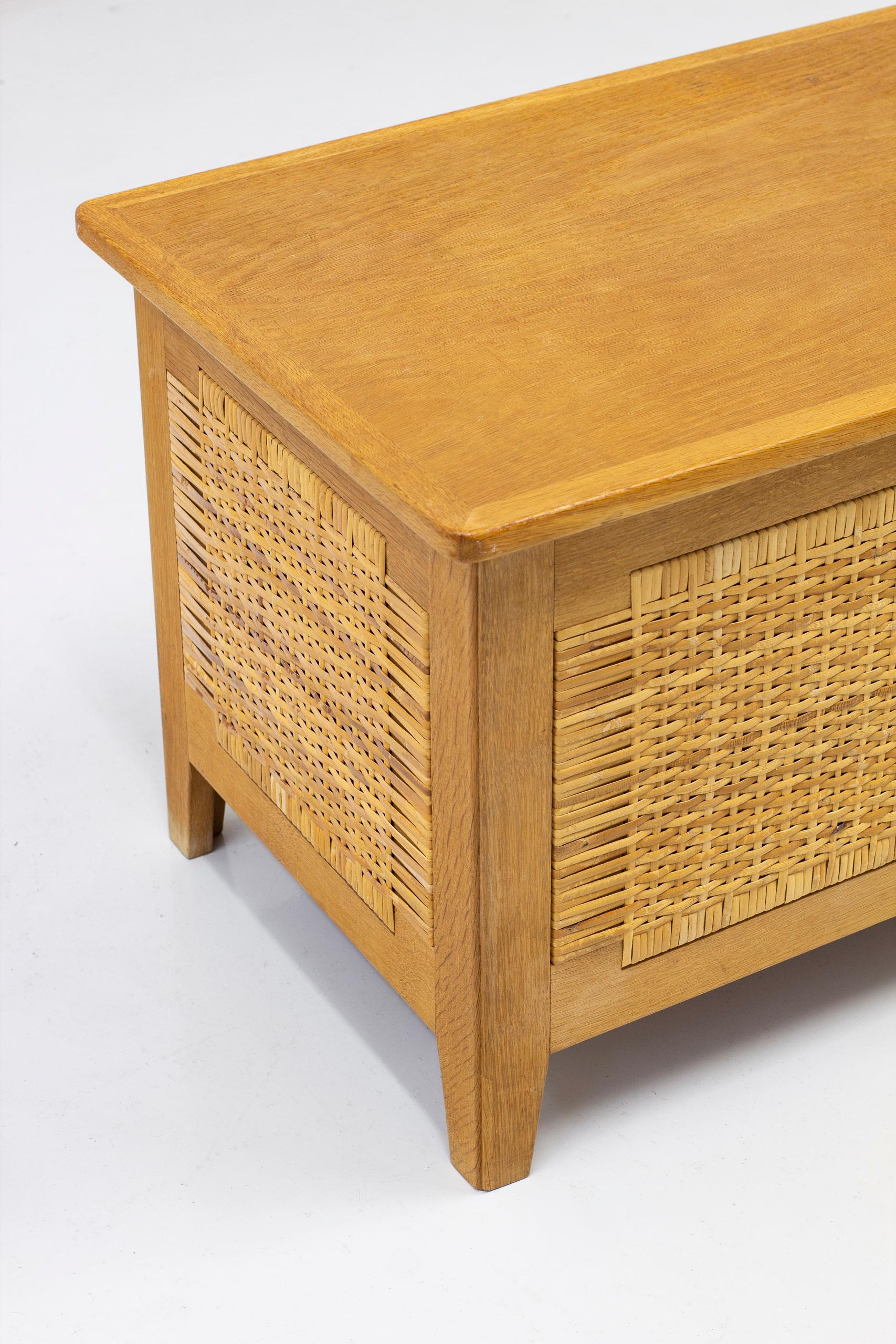 Chest in Oak and Cane Webbing by Kai Winding, Denmark, 1950s 4