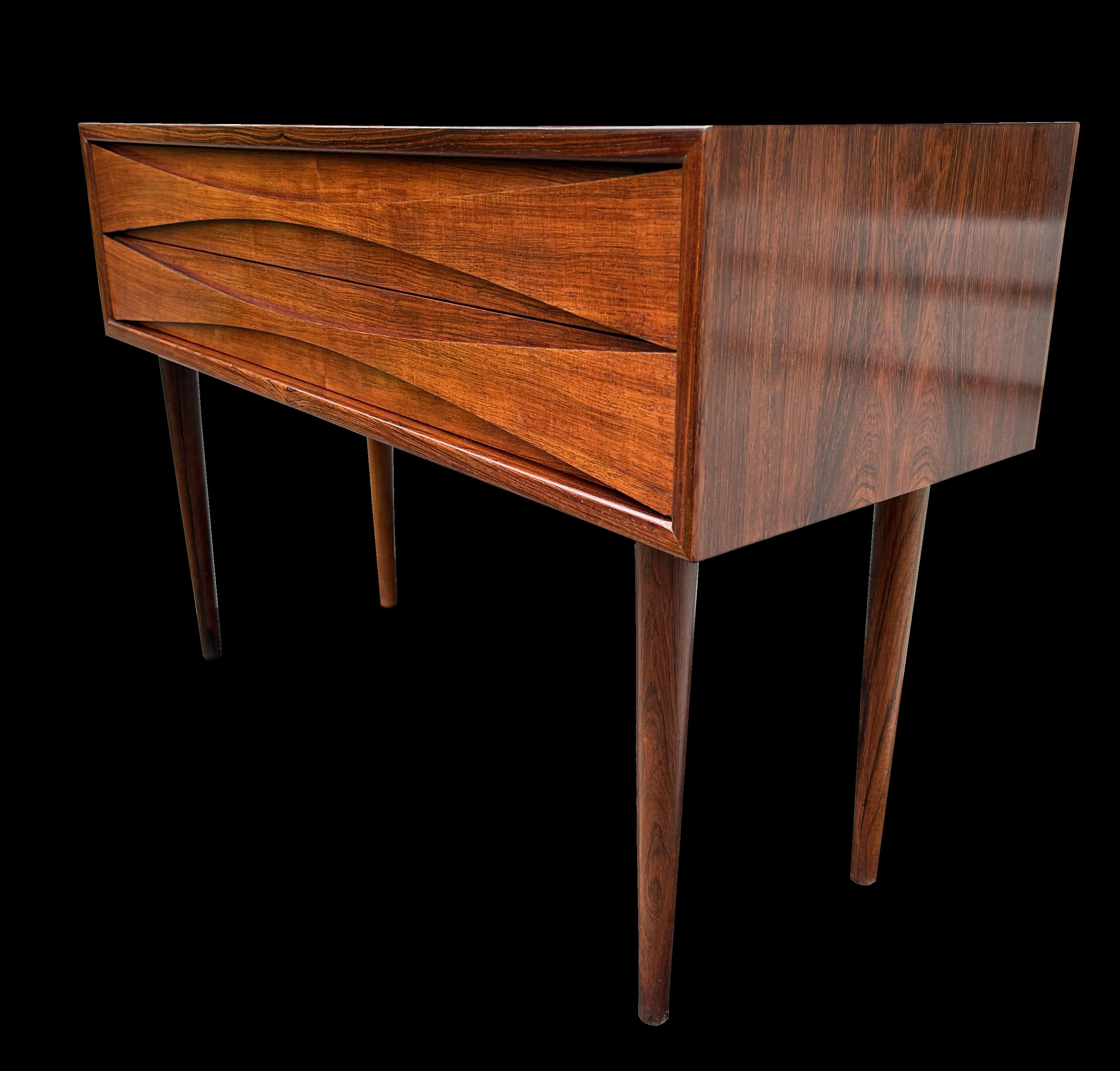 Scandinavian Modern Chest Of 2 Drawers By Neils Clausen In Santos Rosewood For Sale