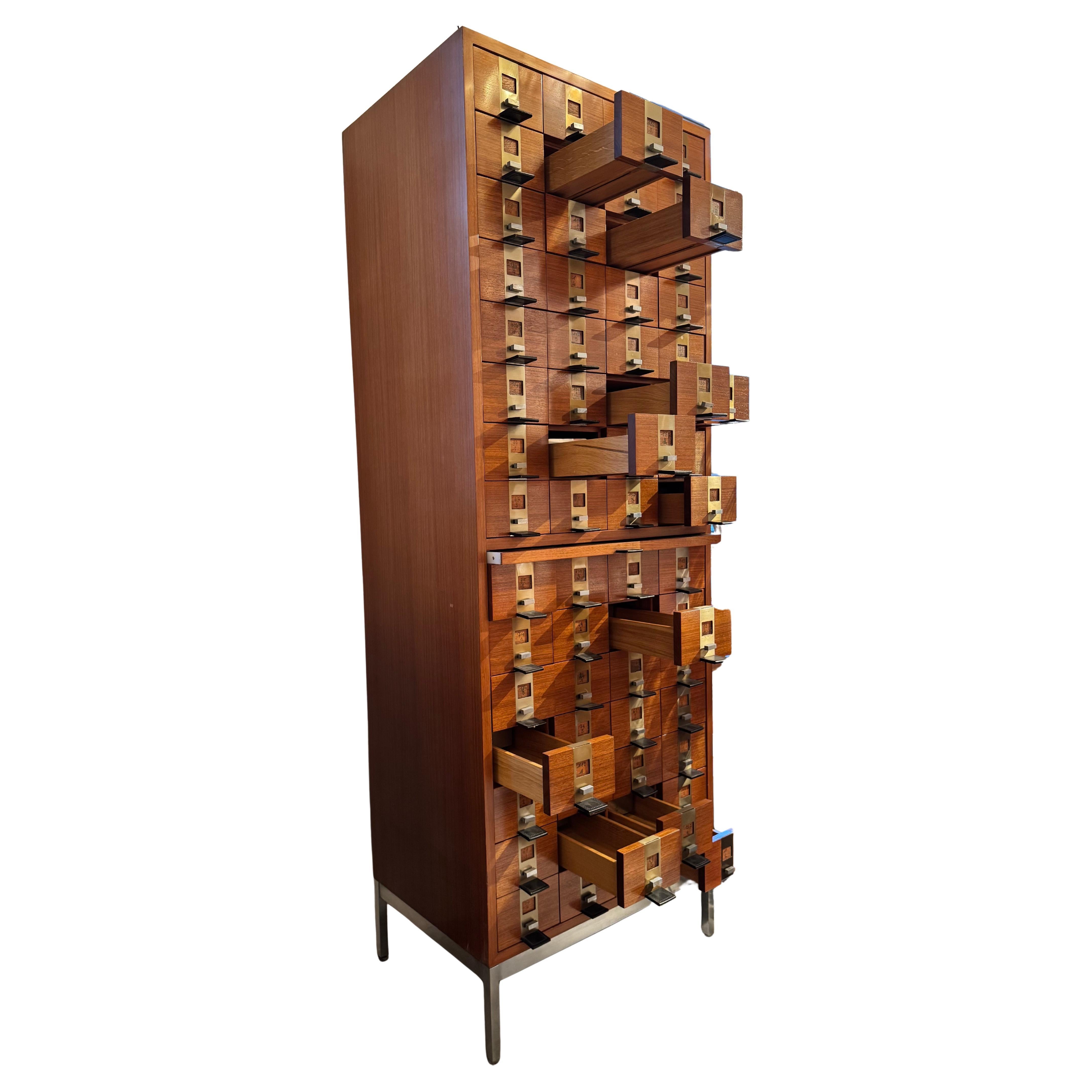 Fatto a mano Chest of 60 Drawers designed by Philippe Neerman by De Coene and Knoll, 1958 in vendita