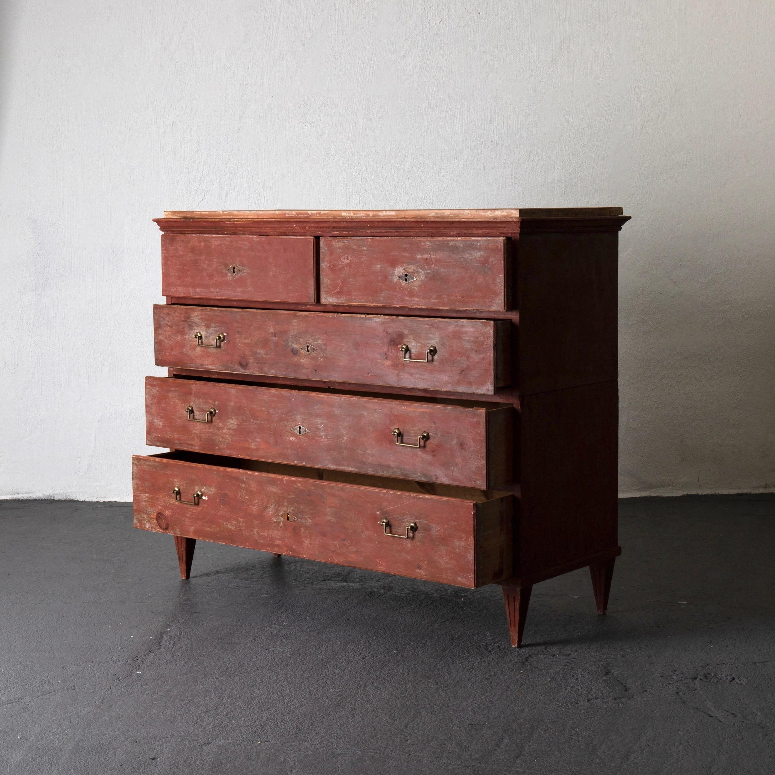 Chest of Drawer Dresser Gustavian Swedish Red Rustic Sweden 7