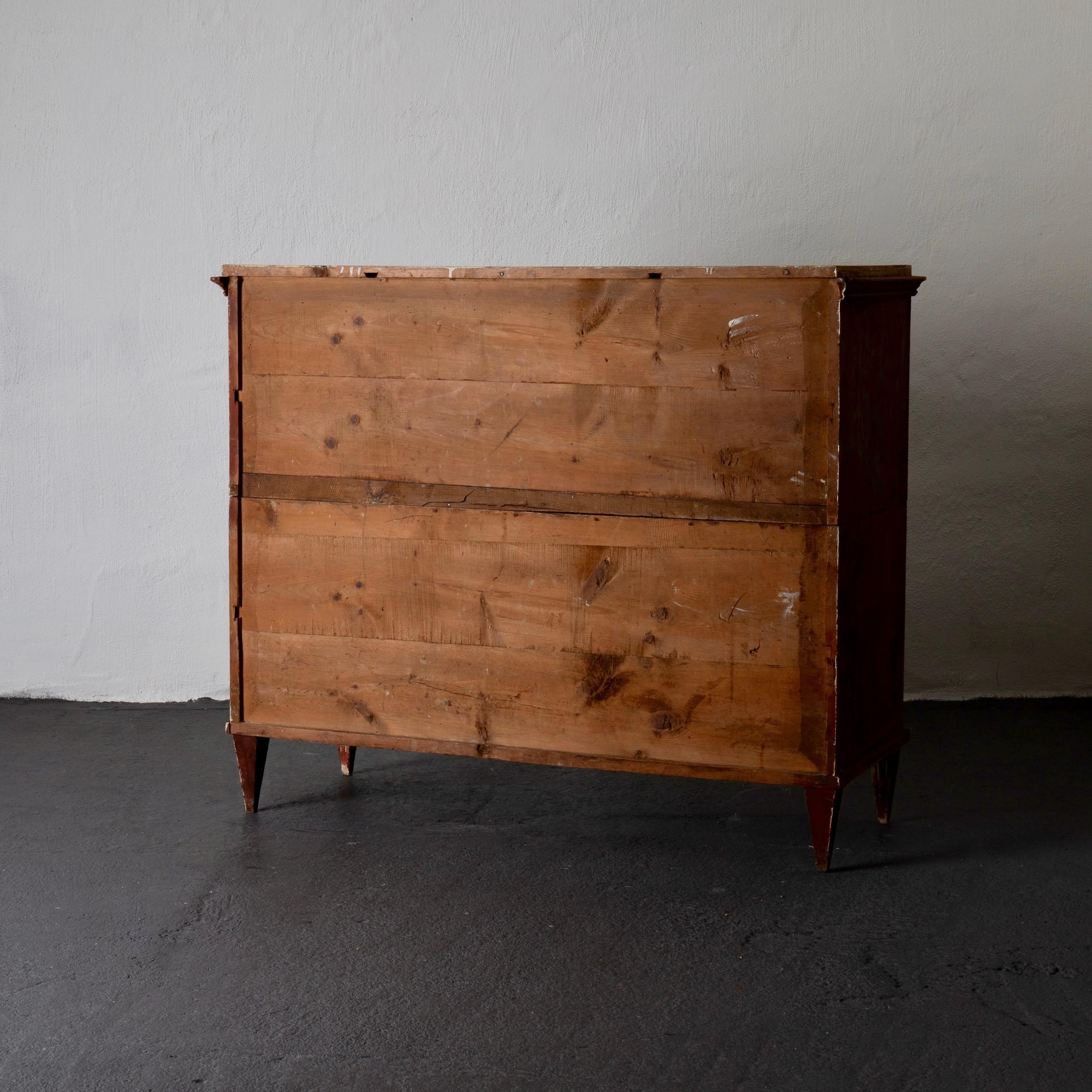 19th Century Chest of Drawer Dresser Gustavian Swedish Red Rustic Sweden