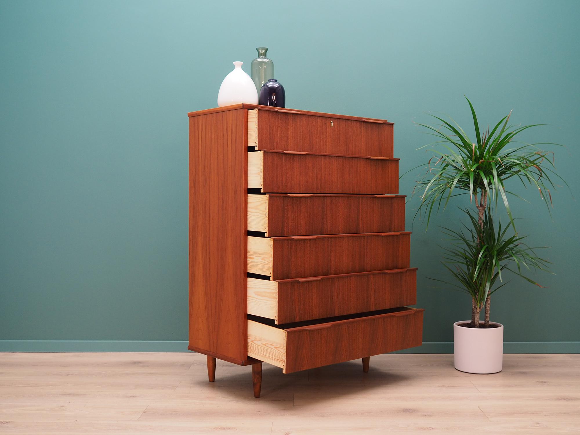 Veneer Chest of Drawers 1960s-1970s Teak Danish Design Retro For Sale