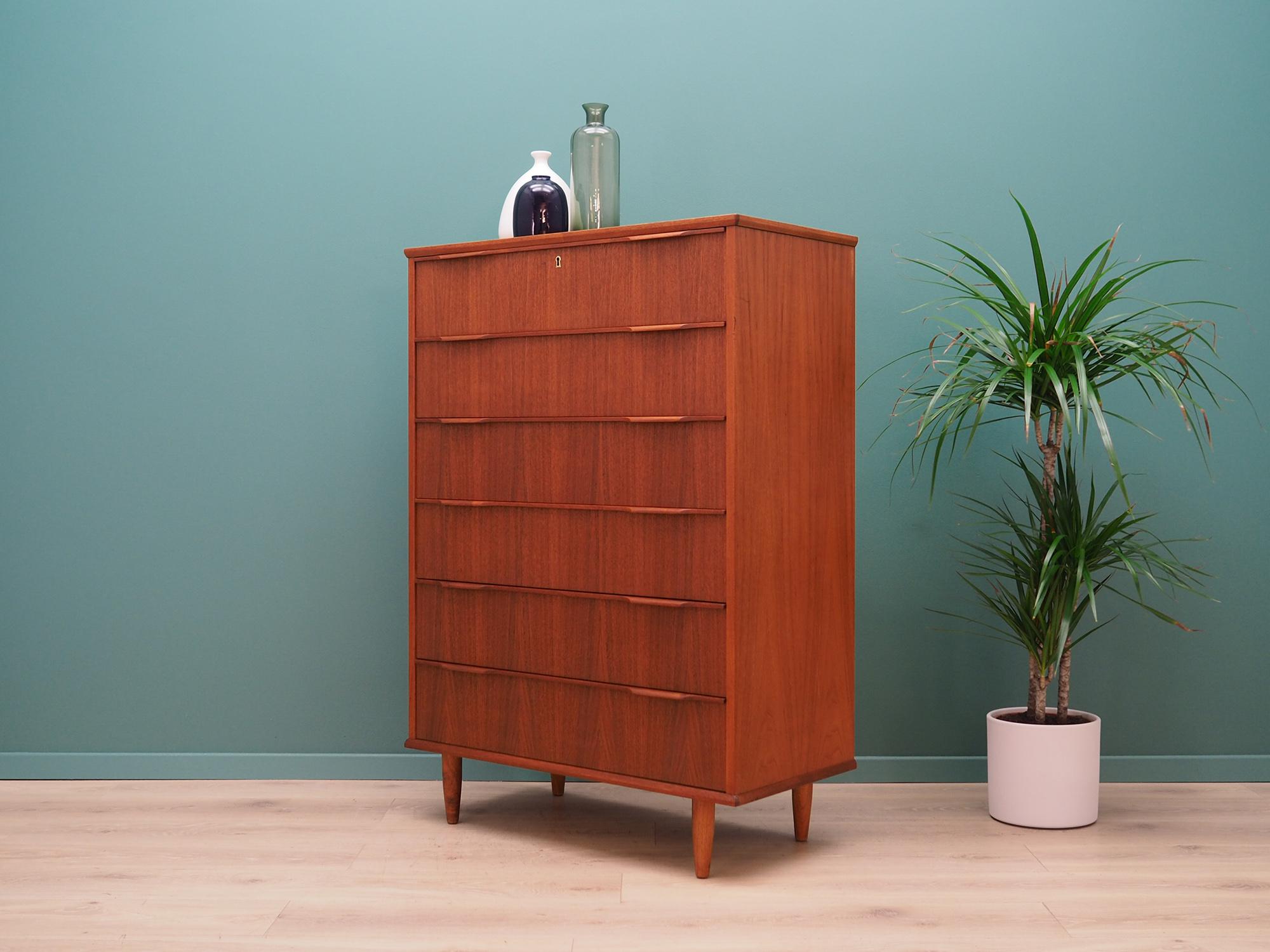 Chest of Drawers 1960s-1970s Teak Danish Design Retro In Good Condition For Sale In Szczecin, Zachodniopomorskie