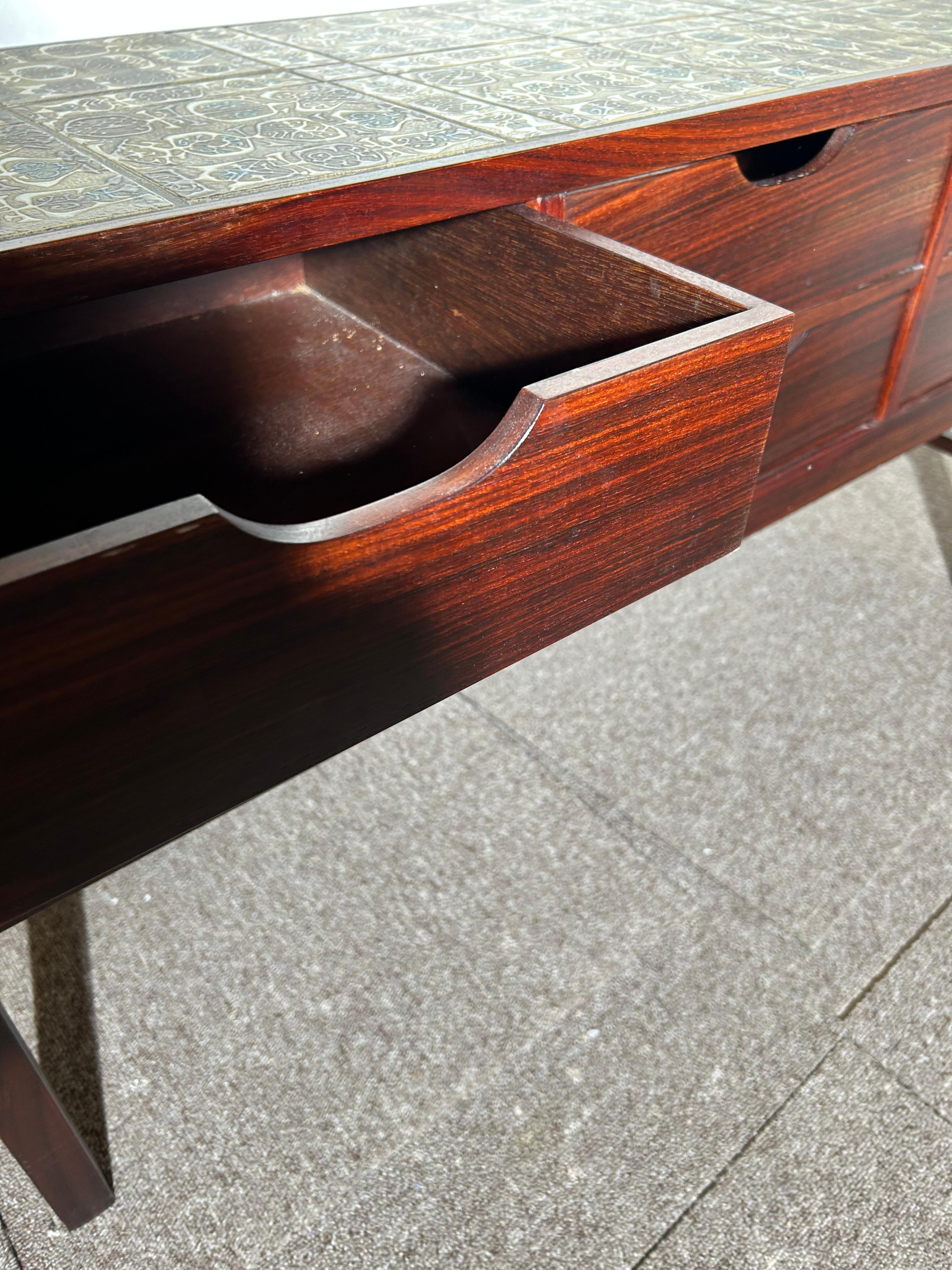Chest of drawers and Mirror, 1950, tiled top, Royal Copenhagen. For Sale 6