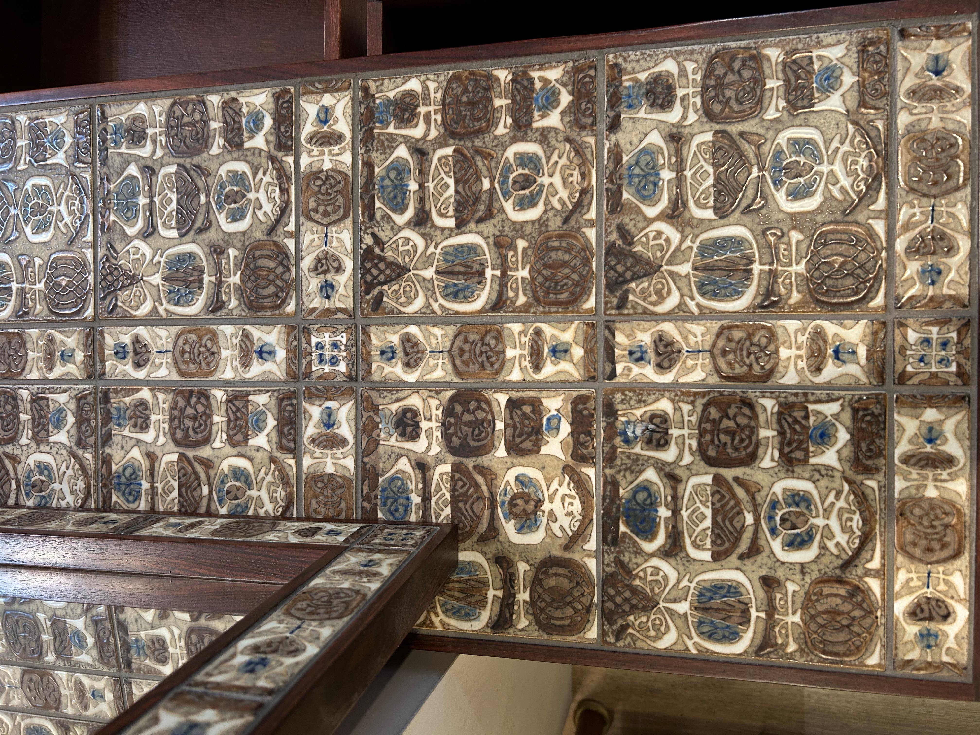 Chest of drawers and Mirror, 1950, tiled top, Royal Copenhagen. For Sale 12