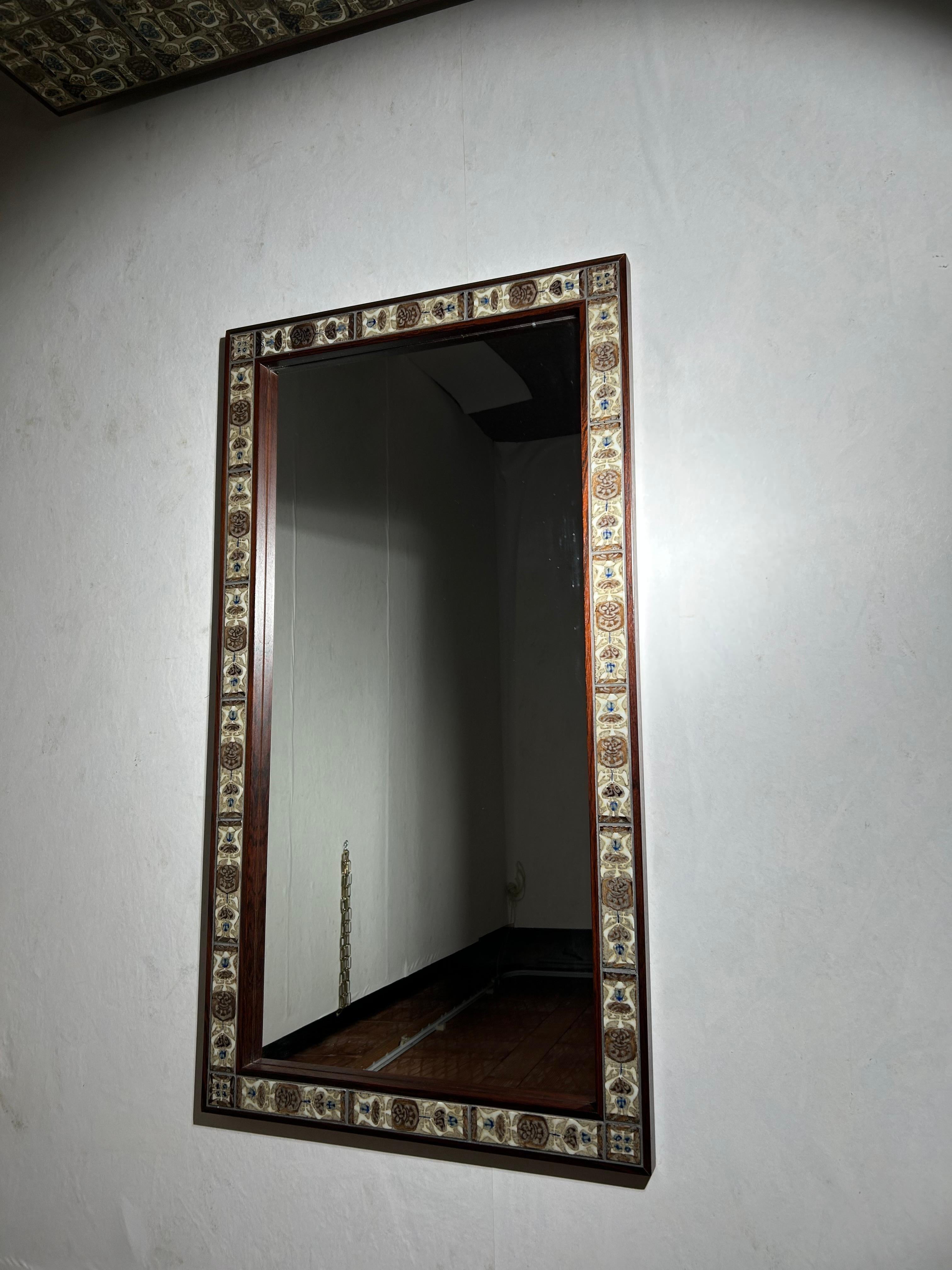 Mosaic Chest of drawers and Mirror, 1950, tiled top, Royal Copenhagen. For Sale