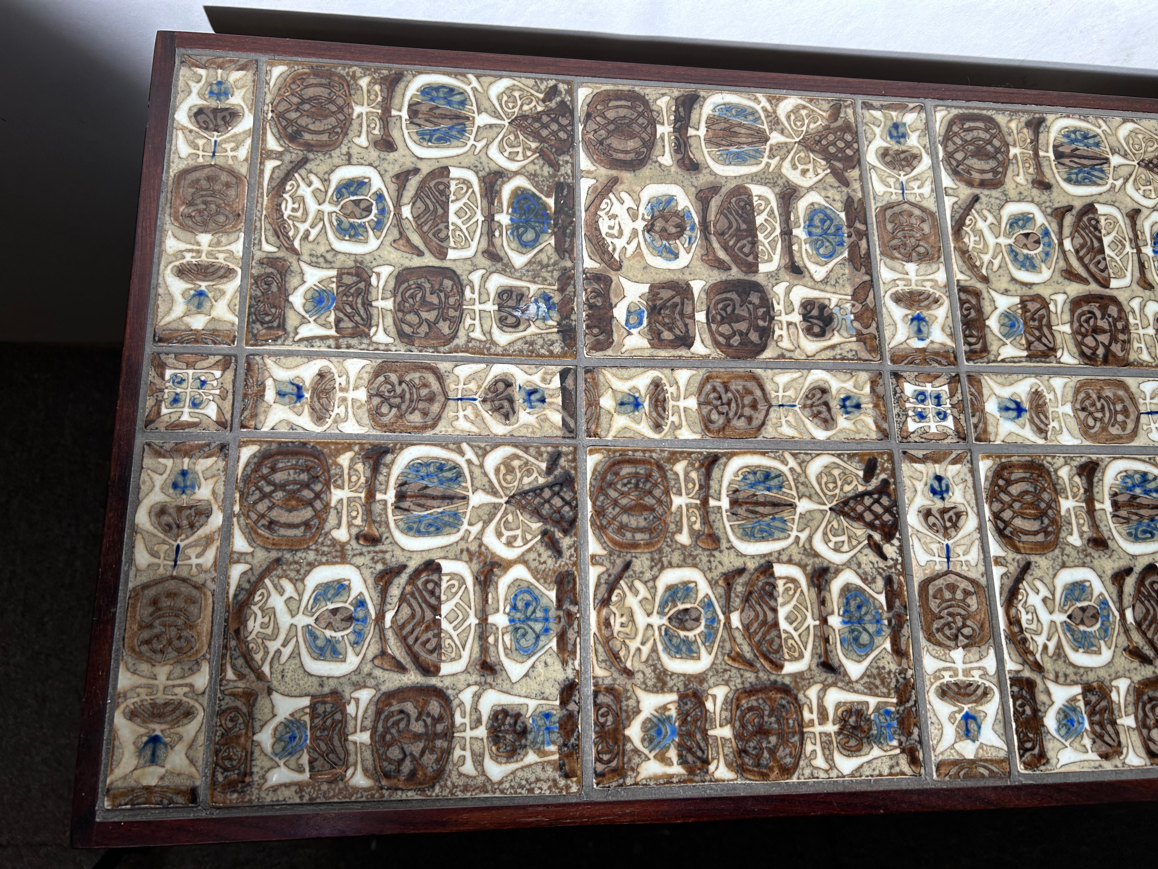Mid-20th Century Chest of drawers and Mirror, 1950, tiled top, Royal Copenhagen. For Sale