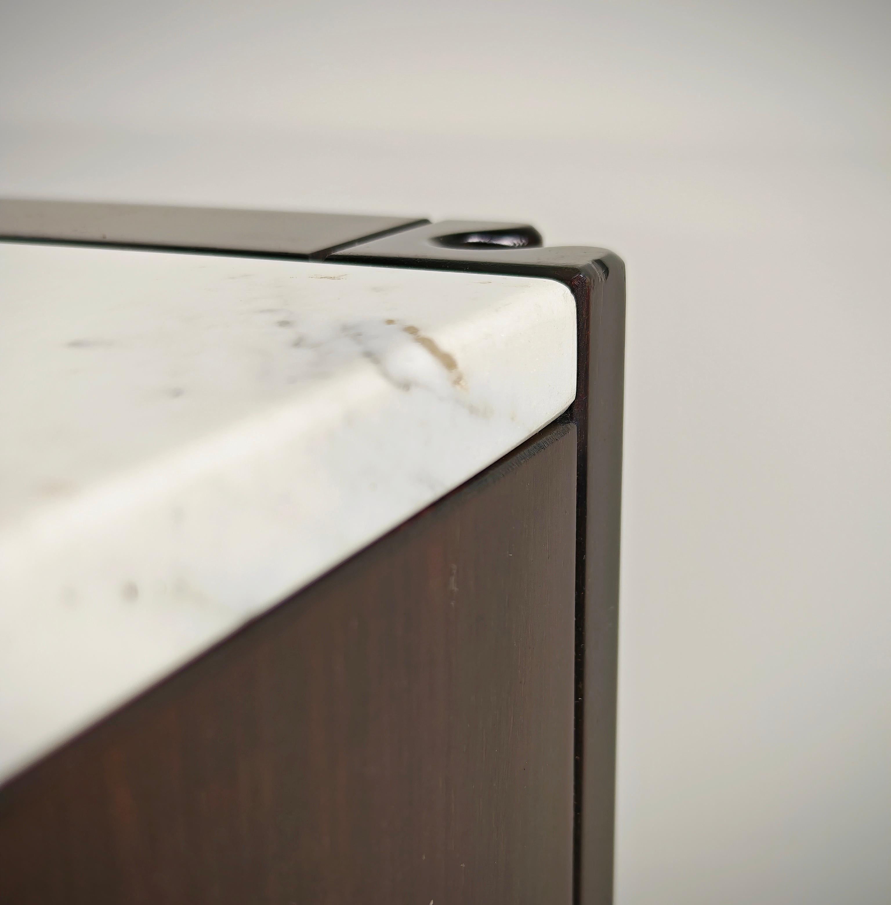 Cassettiera Angelo Mangiarotti per Molteni 4D Legno Marmo Metà Anni '60 in vendita 4