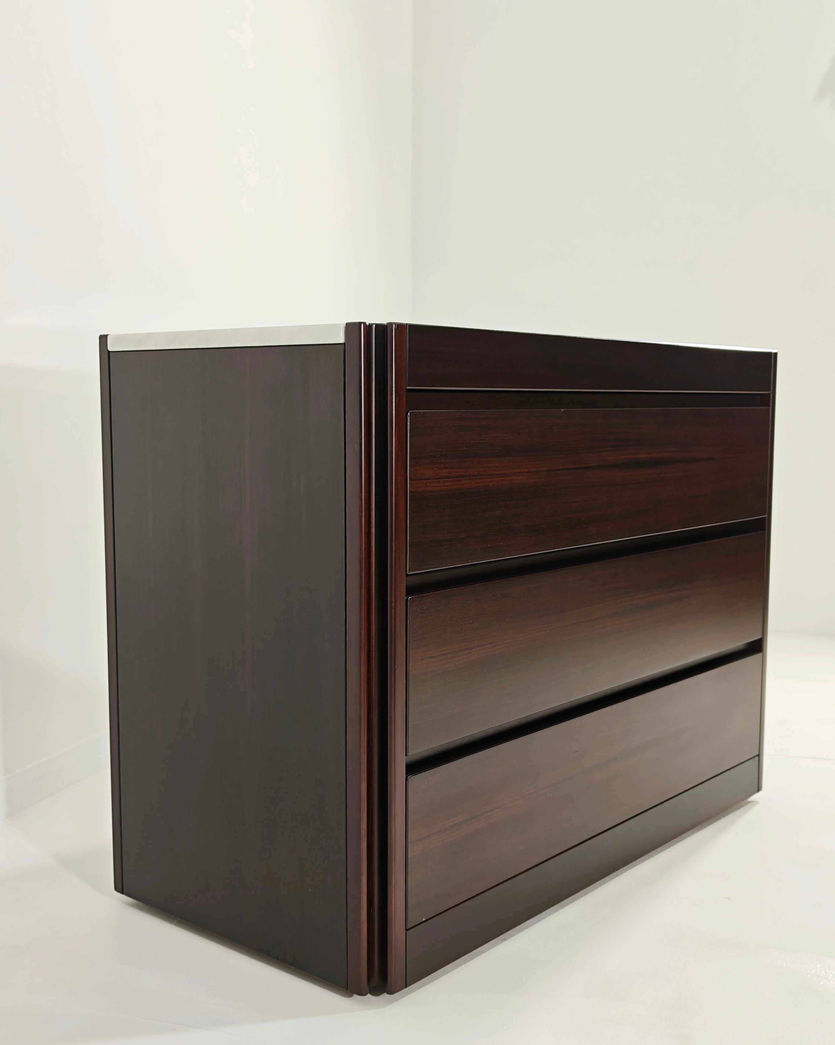 Cassettiera Angelo Mangiarotti per Molteni 4D Legno Marmo Metà Anni '60 in vendita 8