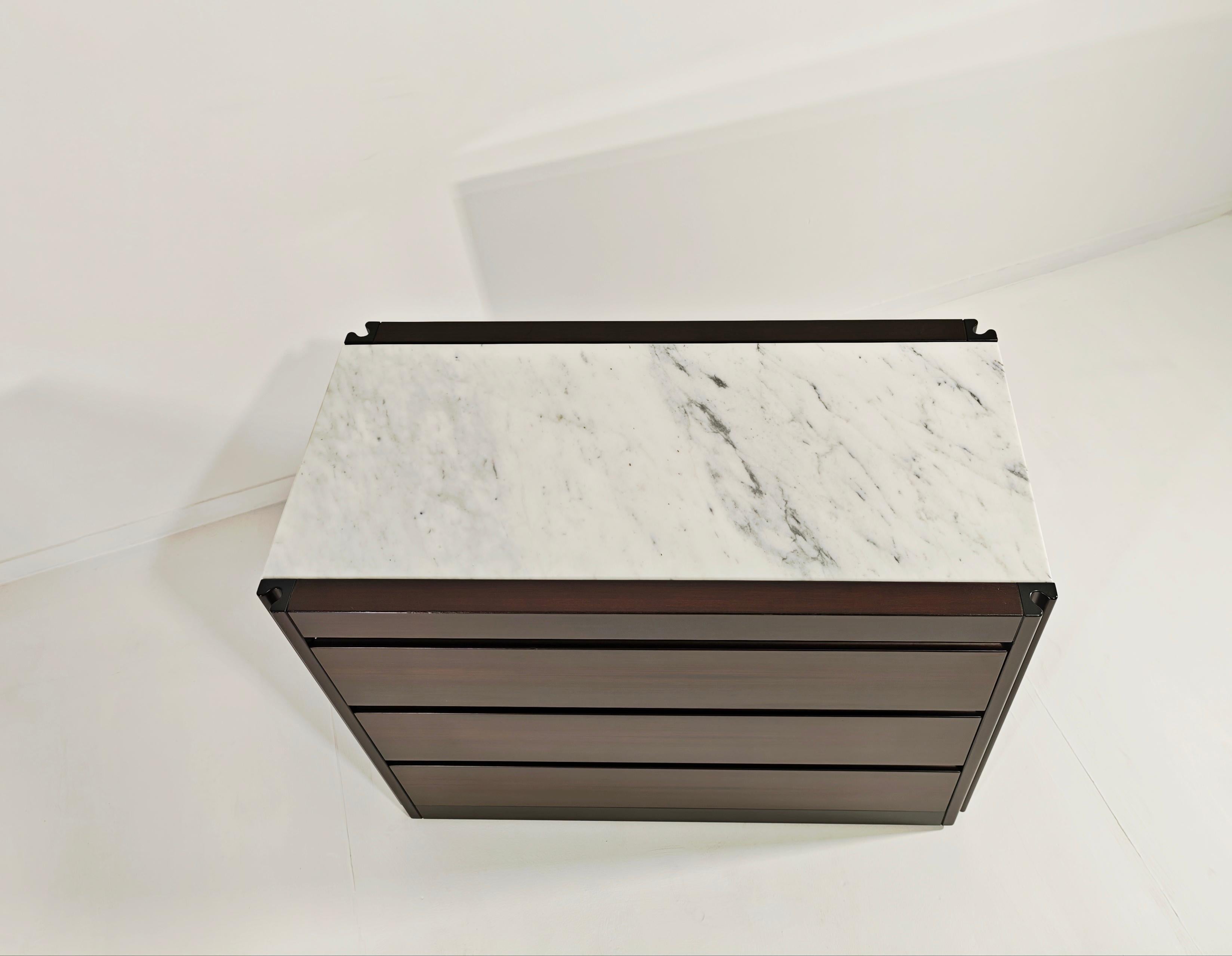 XX secolo Cassettiera Angelo Mangiarotti per Molteni 4D Legno Marmo Metà Anni '60 in vendita