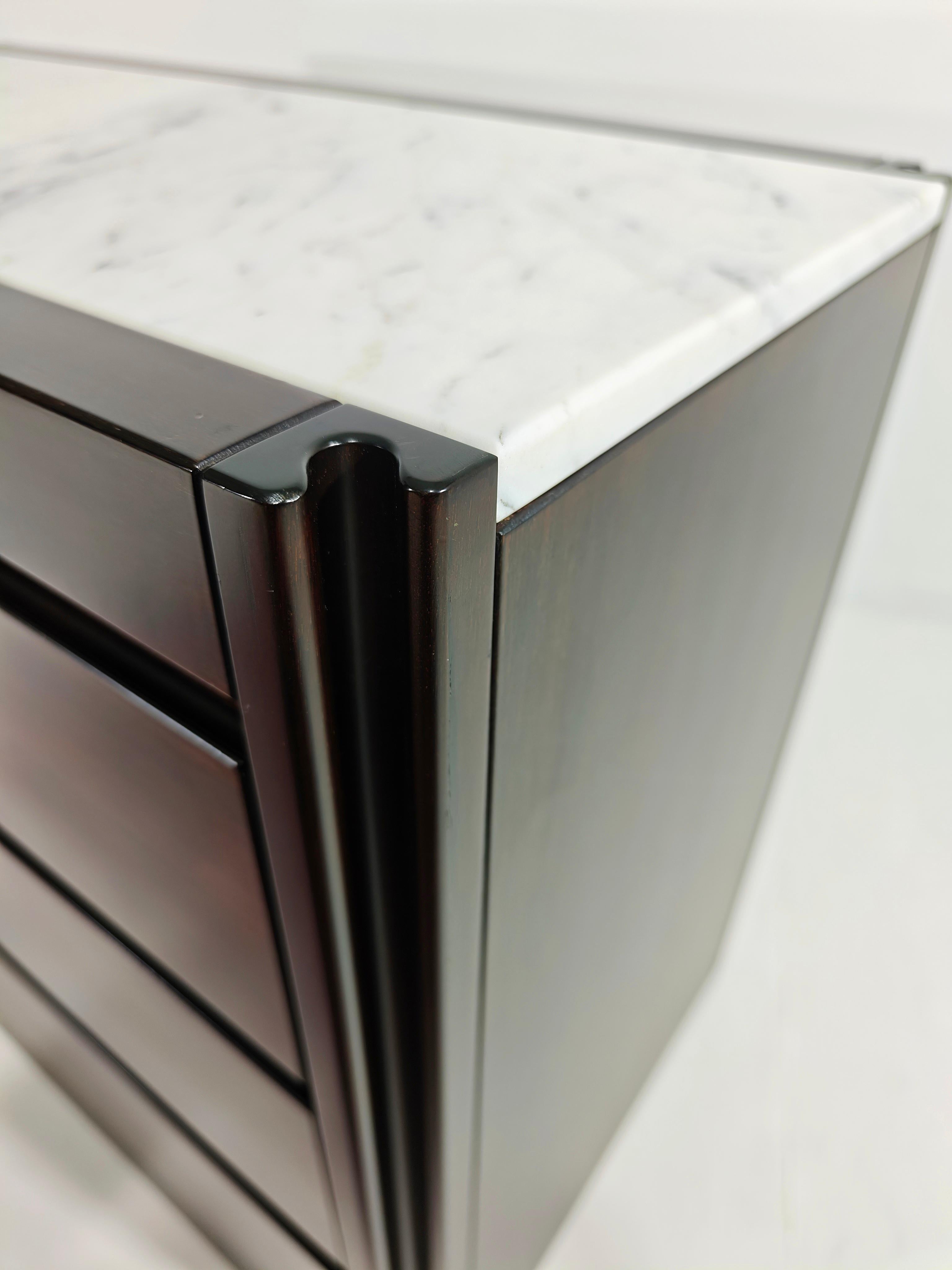 Cassettiera Angelo Mangiarotti per Molteni 4D Legno Marmo Metà Anni '60 in vendita 1