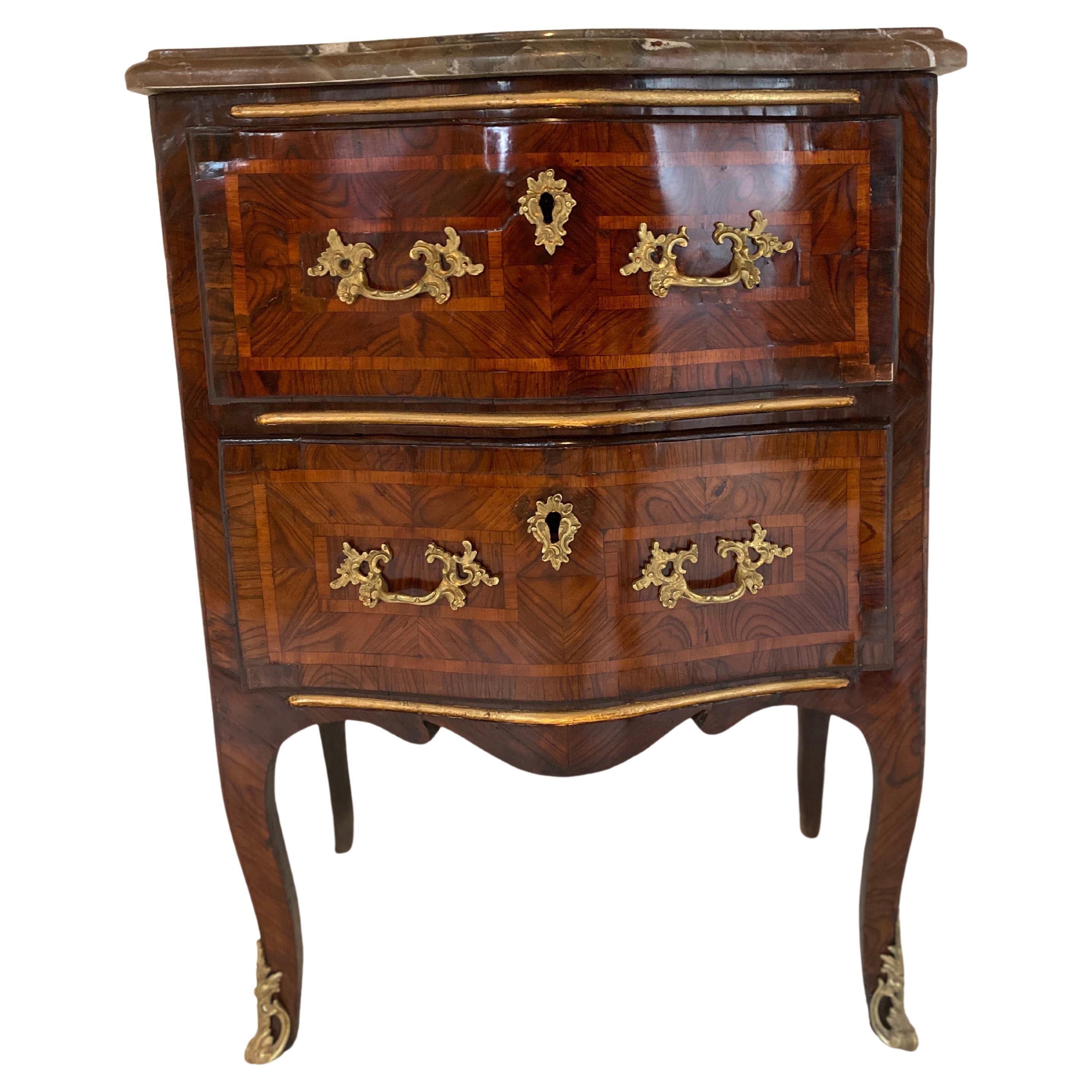 chest of drawers between two 18th Louis XV with its marble and a very pretty mar For Sale