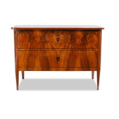Chest of drawers, Biedermeier around 1820, Nutwood with two drawers