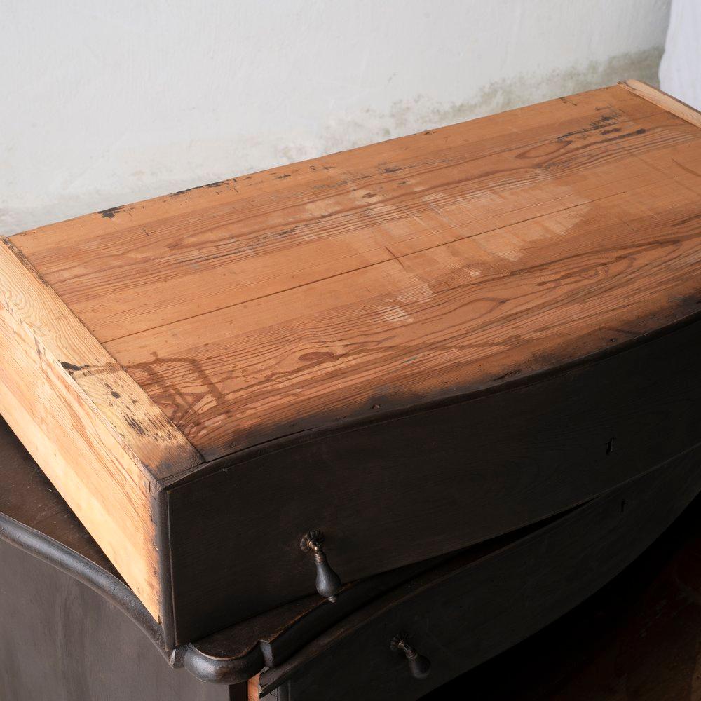 Wood Chest of Drawers Black Baroque Period Sweden For Sale