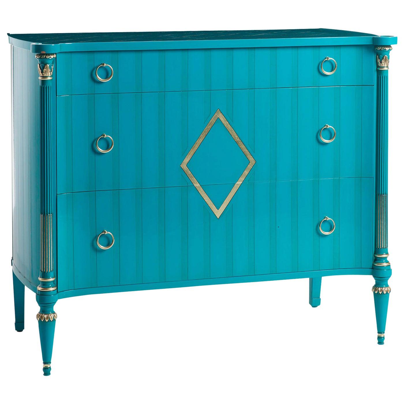 Chest of Drawers Blue Neoclassical Style