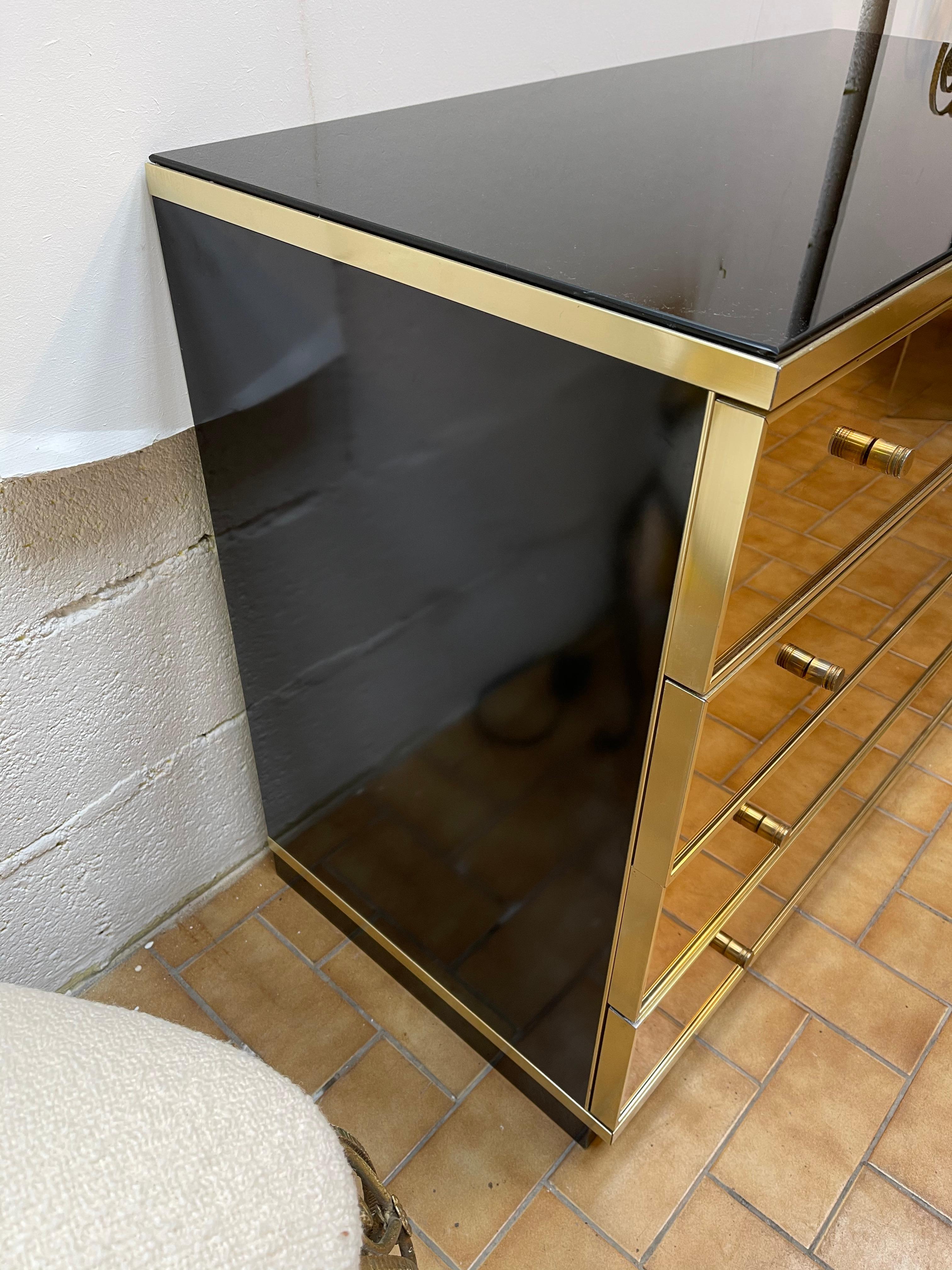 Chest of Drawers Brass and Mirror by Renato Zevi, Italy, 1970s 3