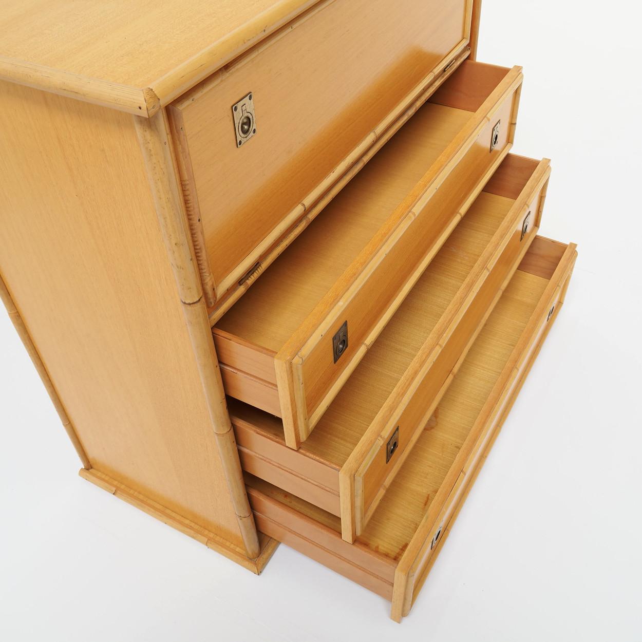 Bamboo Chest of Drawers by Dal Vera for Roche Bobois, Signed, 1978 For Sale
