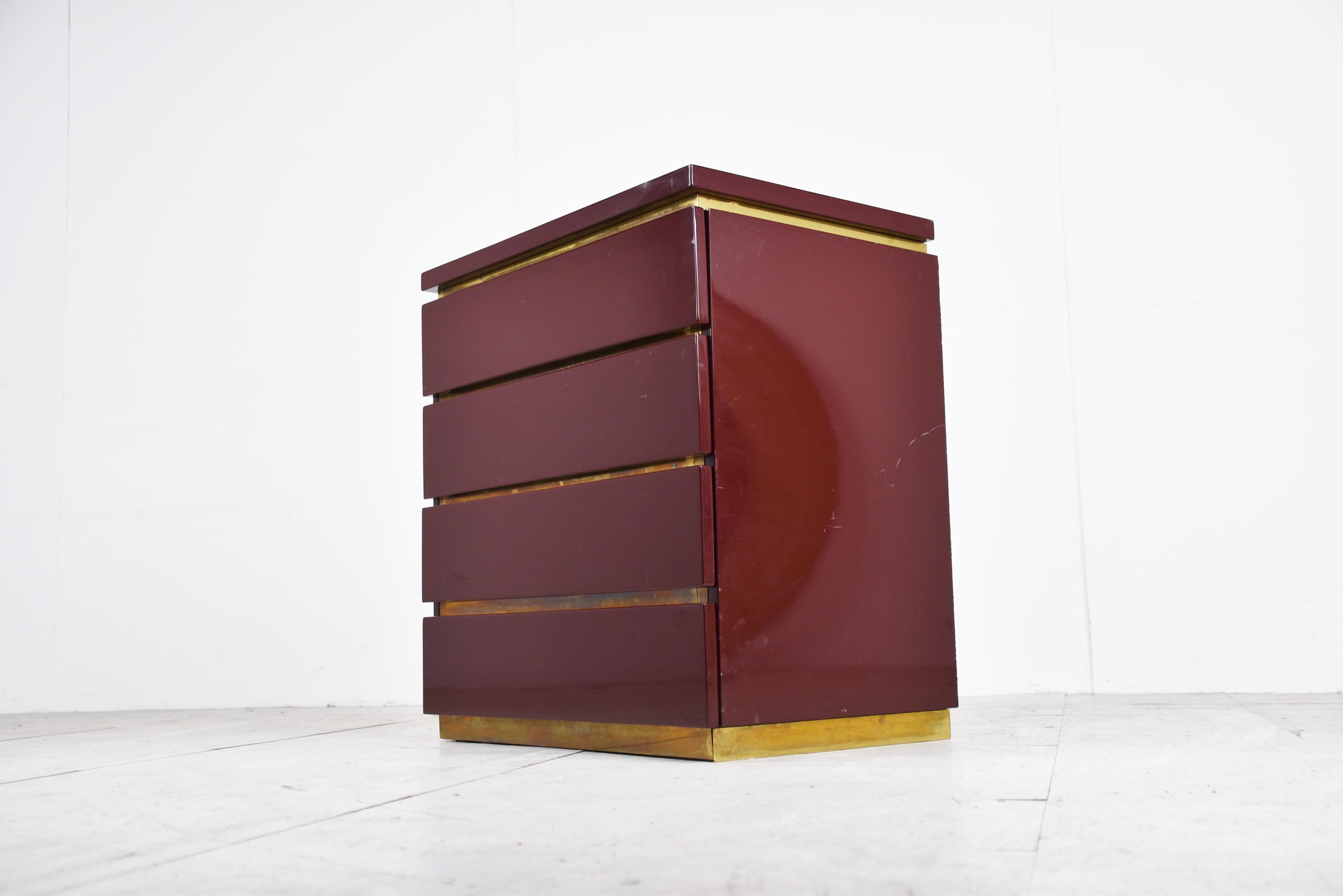 Brass Chest of drawers by Jean Claude Mahey, 1970s