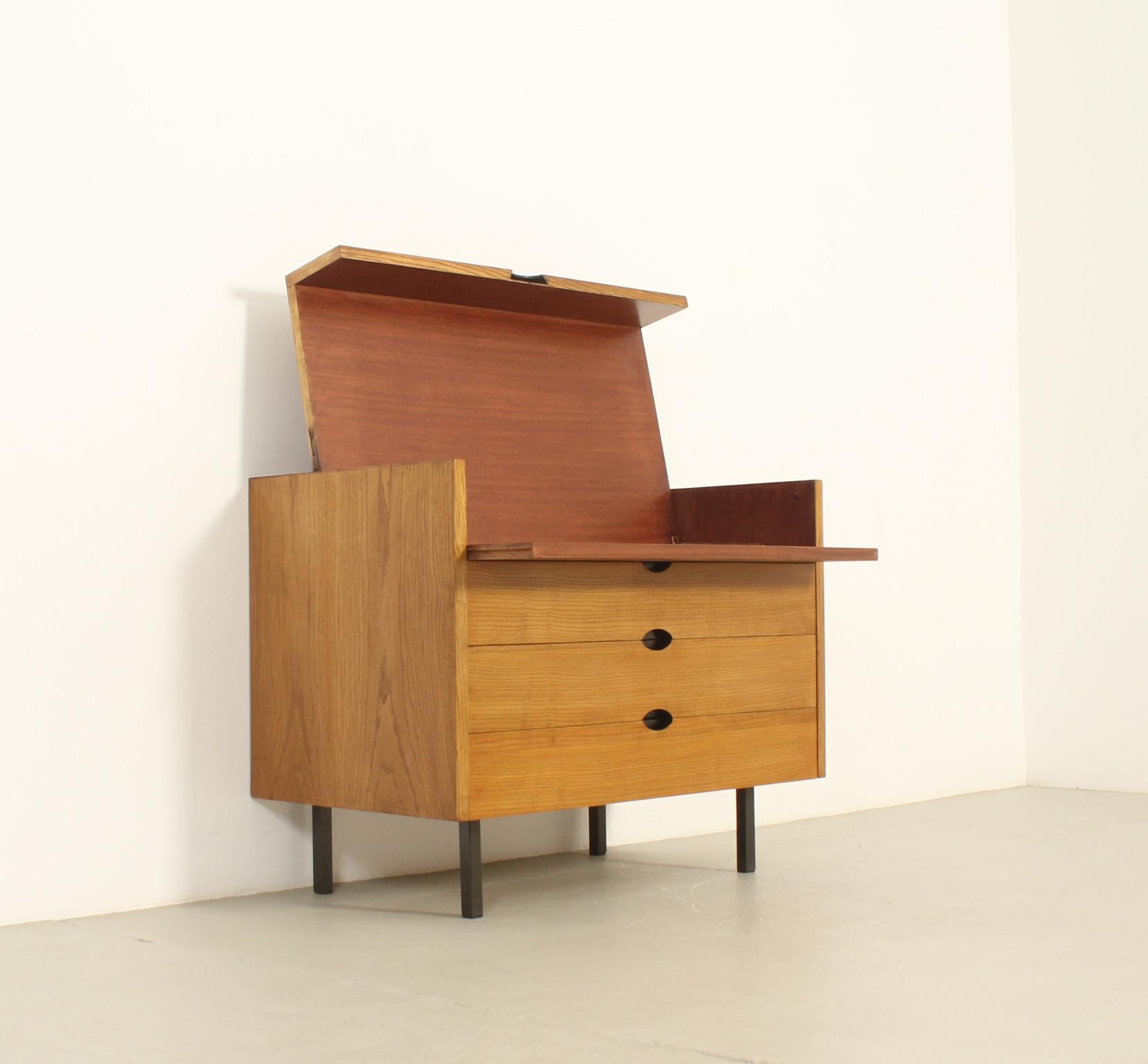 Mid-20th Century Chest of Drawers by Joseph-André Motte in Oak Wood, France, 1960's For Sale