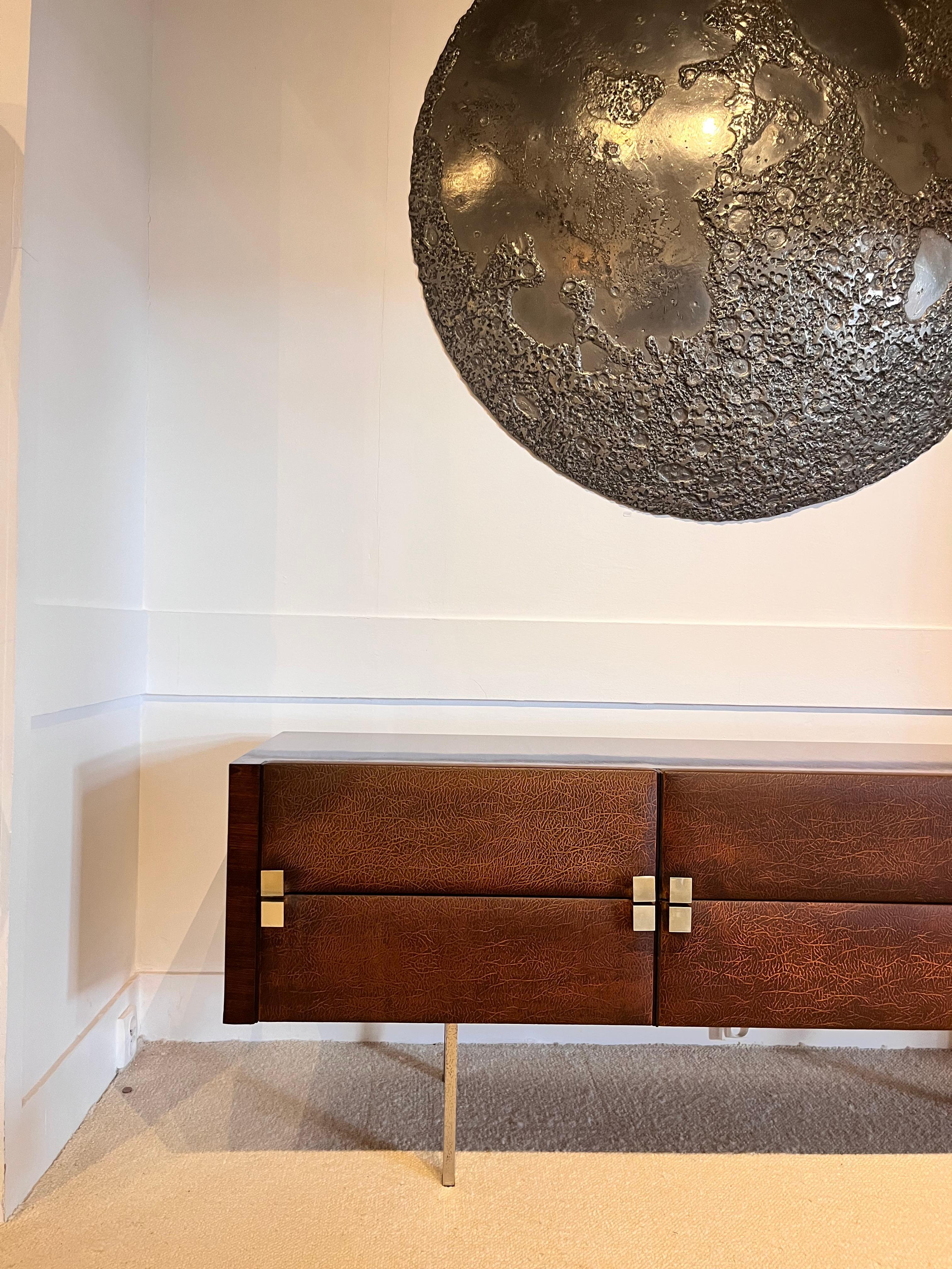 Brass Chest of Drawers by Roger Landault For Sale