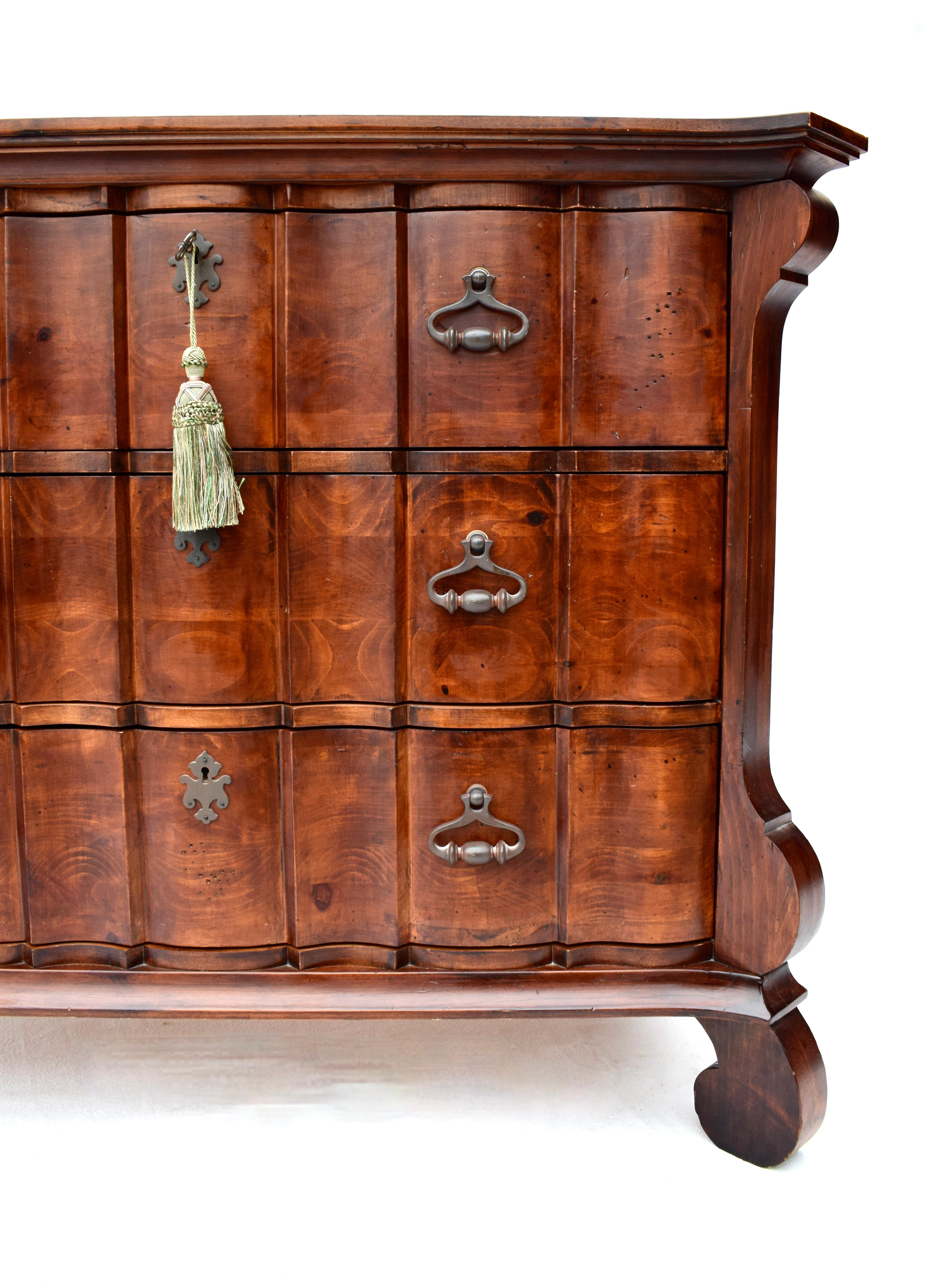 Carved Romweber Spanish Baroque Pine Commodes Chest of Drawers