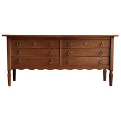 Chest of Drawers Cabinet, Henning Kjaernulf, Solid Oak, Denmark 1970s