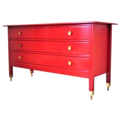 Chest of Drawers Carlo de Carli Red Lacquer and Brass by Sormani, Italy, 1963