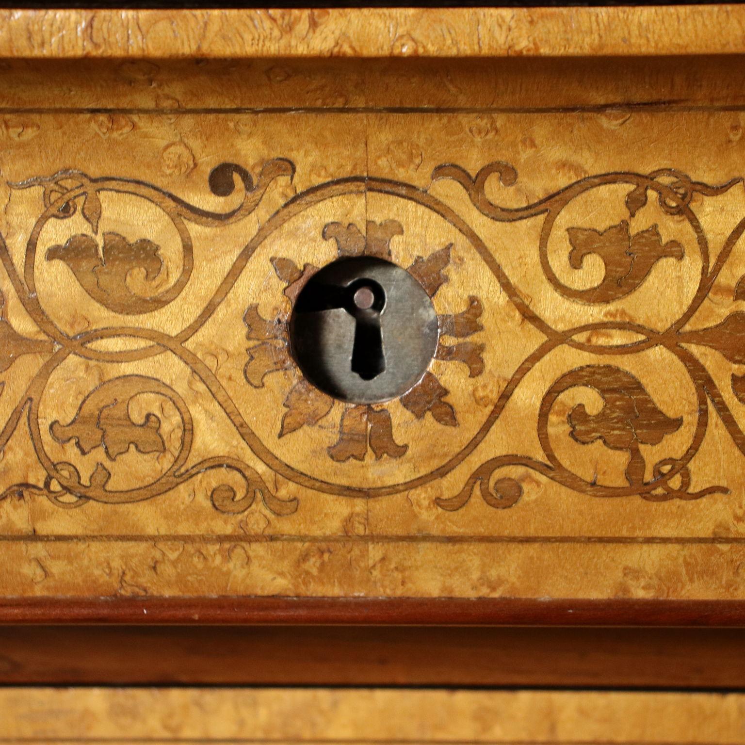 Chest of Drawers Charles X Mahogany Cherry Maple Marble, Italy, Mid 1800 3