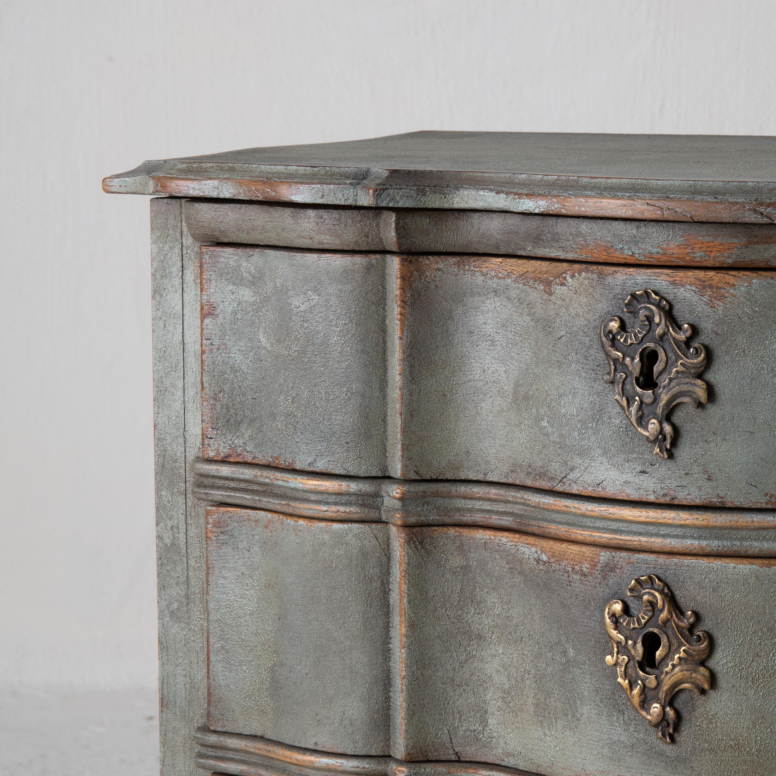 Chest of Drawers Danish Rococo 1750-1775 Greenish Blue, Denmark In Good Condition In New York, NY