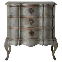 Antique Chest of Drawers Danish Rococo 1750-1775 Greenish Blue, Denmark