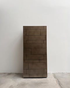 Chest of Drawers, Delabré Stainless Steel Design, Natural Birch Interior, Italy