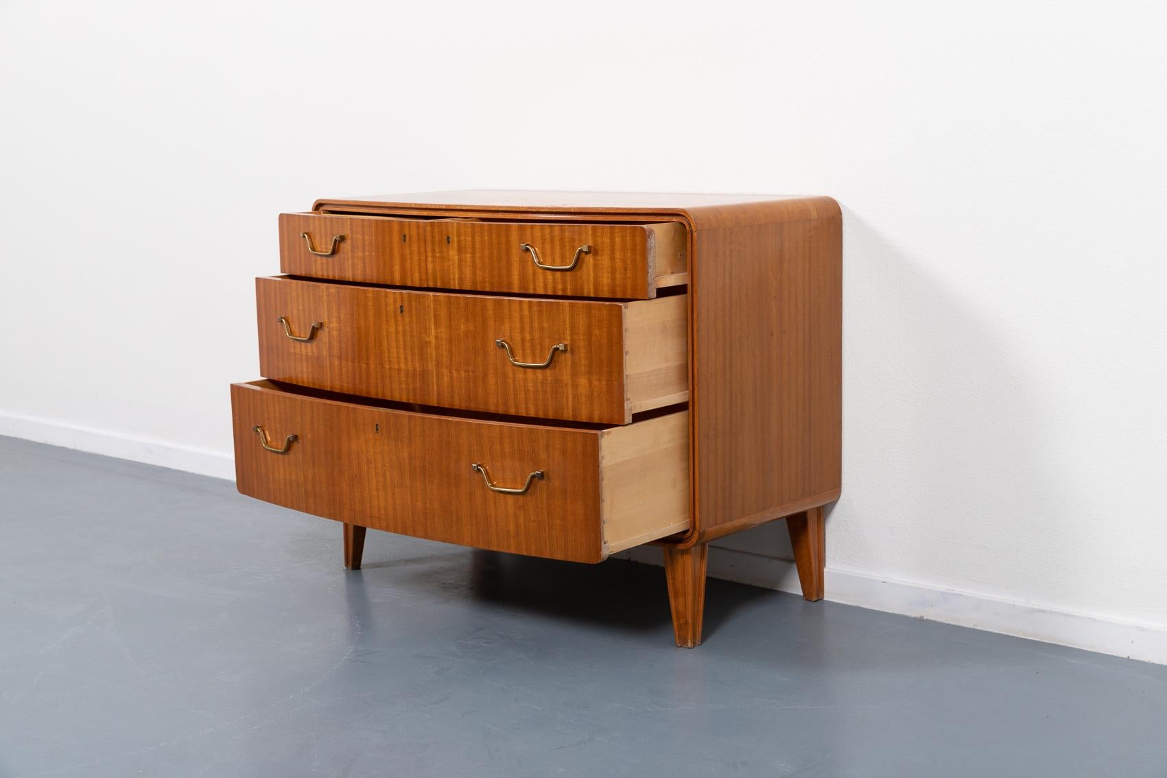 Brass Chest of drawers/dressing table by Axel Larsson for Bodafors, 1960’s Sweden For Sale