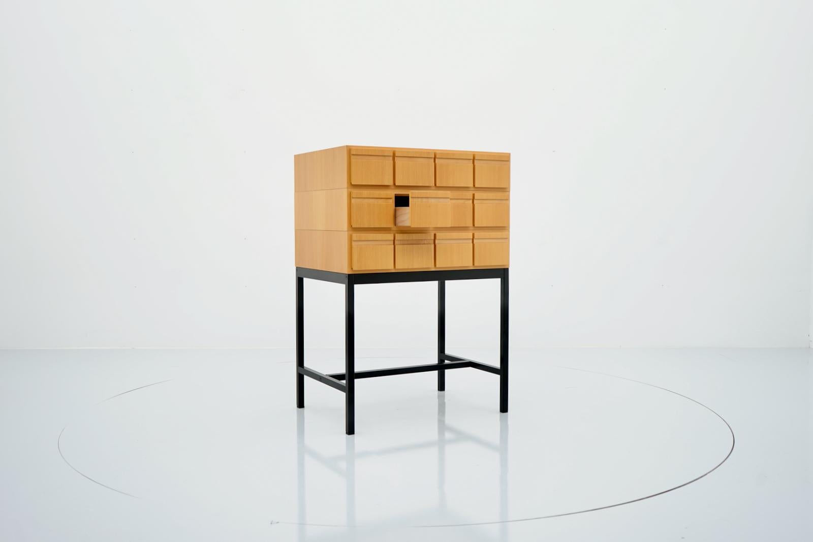 Late 20th Century Chest of Drawers, File Cabinet Ash Wood 1970s Sideboard Highboard