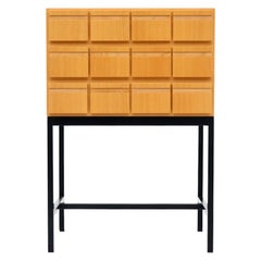 Vintage Chest of Drawers, File Cabinet Ash Wood 1970s Sideboard Highboard