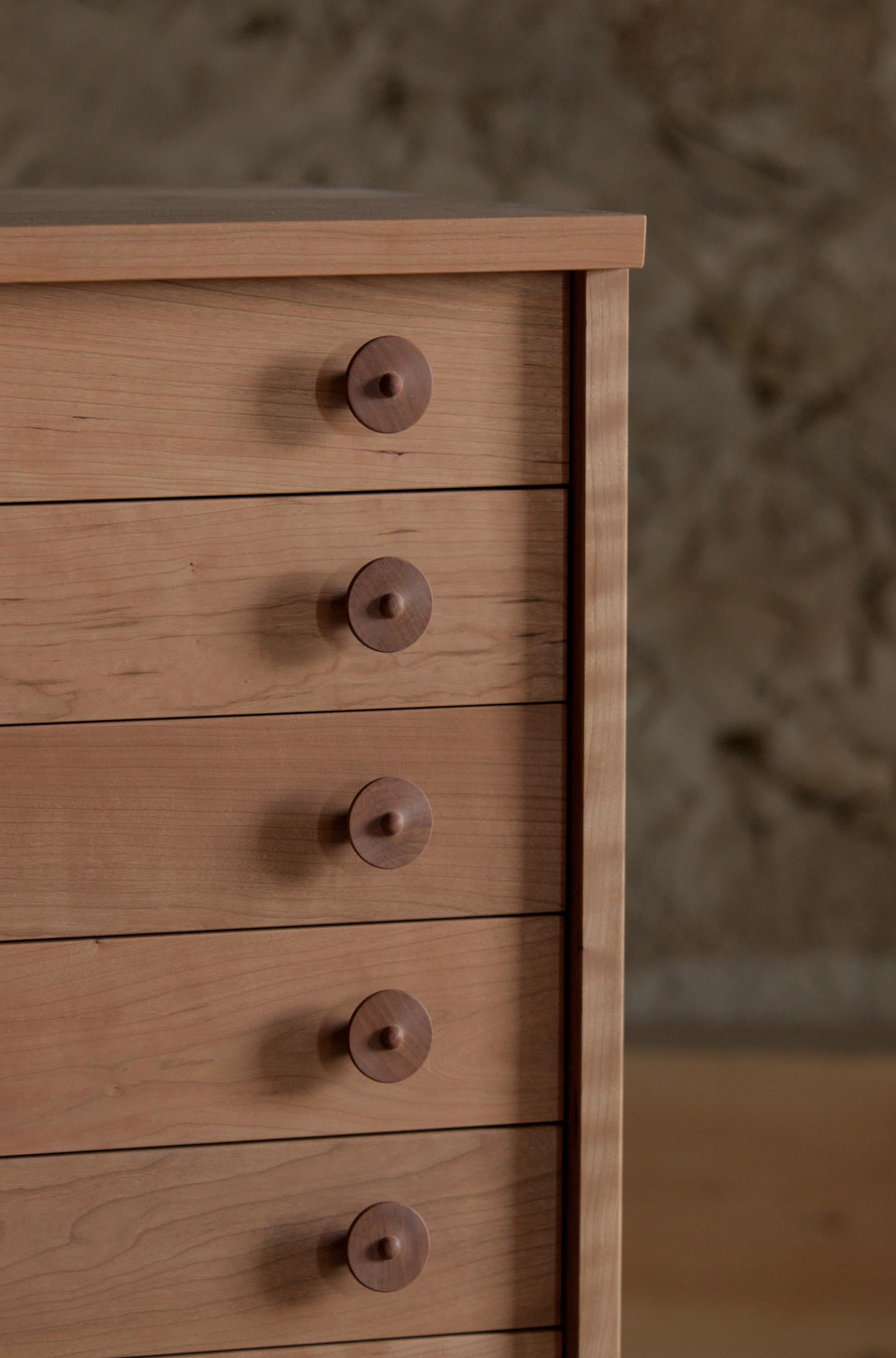 Legno Handcrafted Black Cherry Chest of Drawers with Joinery by Frank Buschmann in vendita