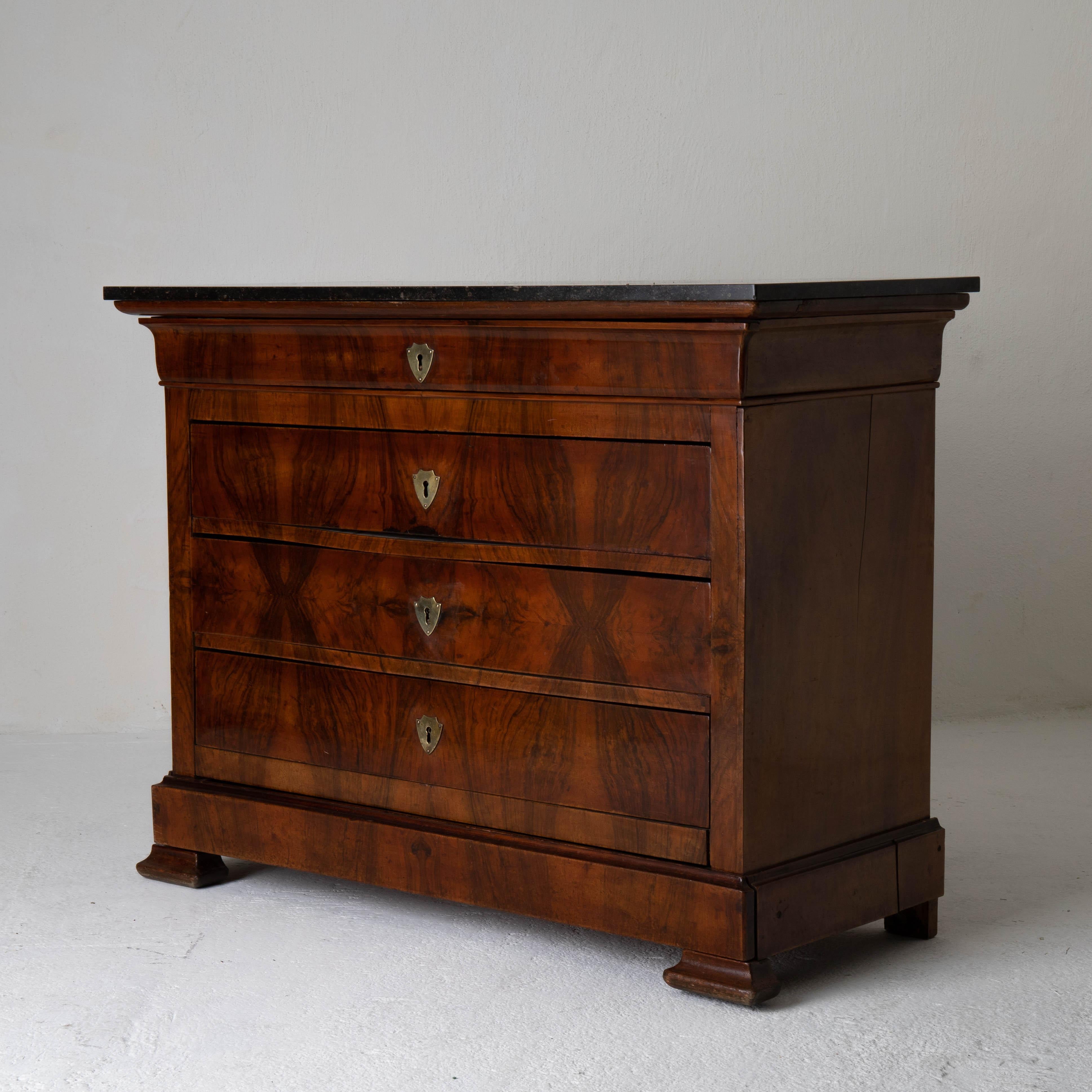 Empire Chest of Drawers French Mahogany Stone Top, 19th Century, France
