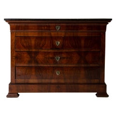 Chest of Drawers French Mahogany Stone Top, 19th Century, France