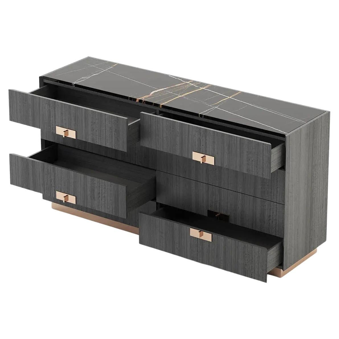 Contemporary 8-Drawer Chest Ft. Black Marble Top
