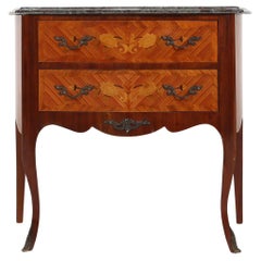 Chest of drawers in Antique style with wood marquetry and marble top