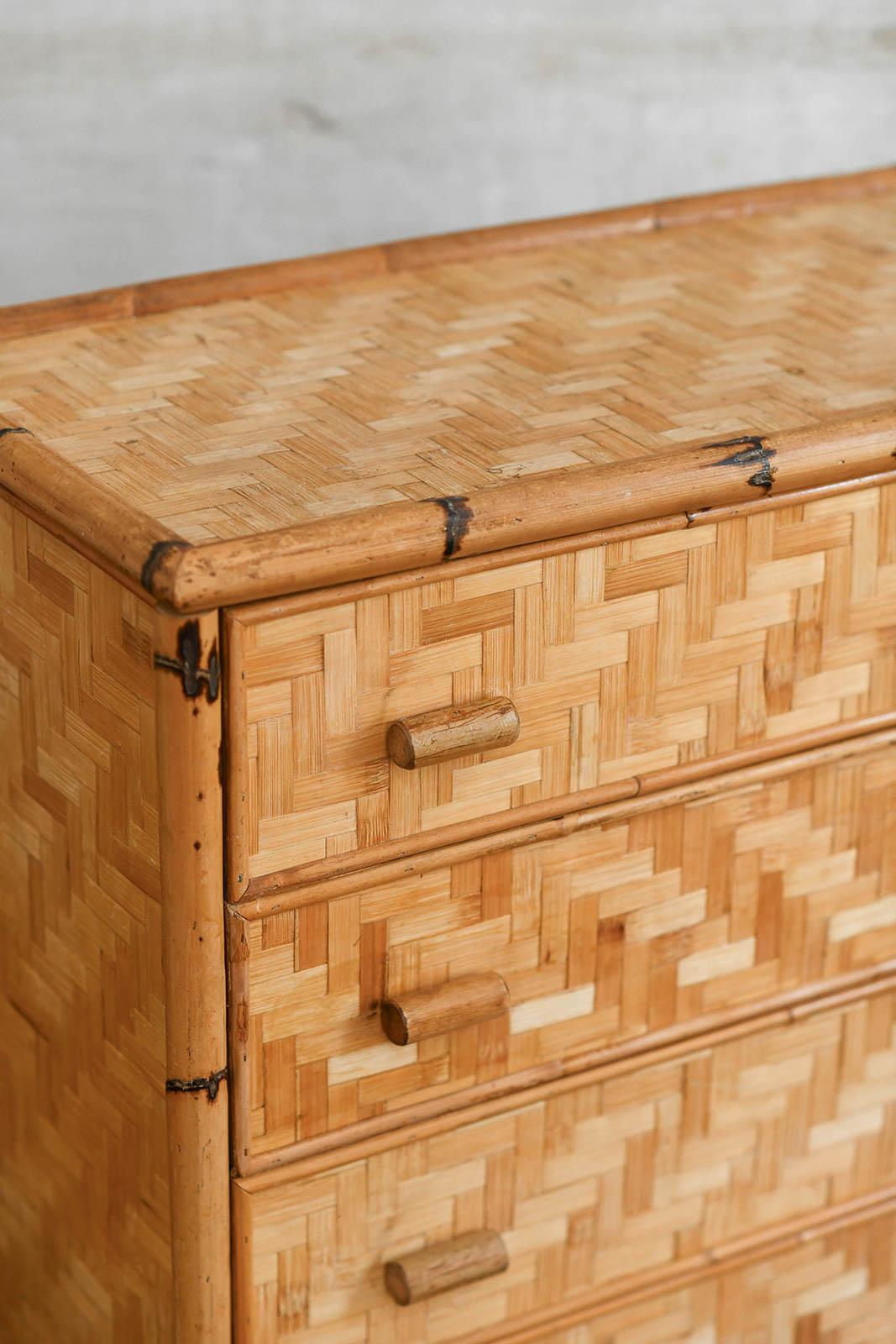 Late 20th Century Chest Of Drawers In Bamboo And Pressed Bamboo, Italy 1980 For Sale