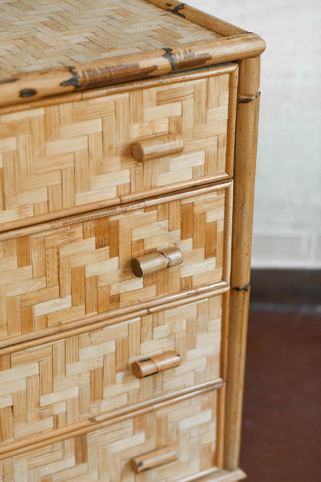 Chest Of Drawers In Bamboo And Pressed Bamboo, Italy 1980 For Sale 1