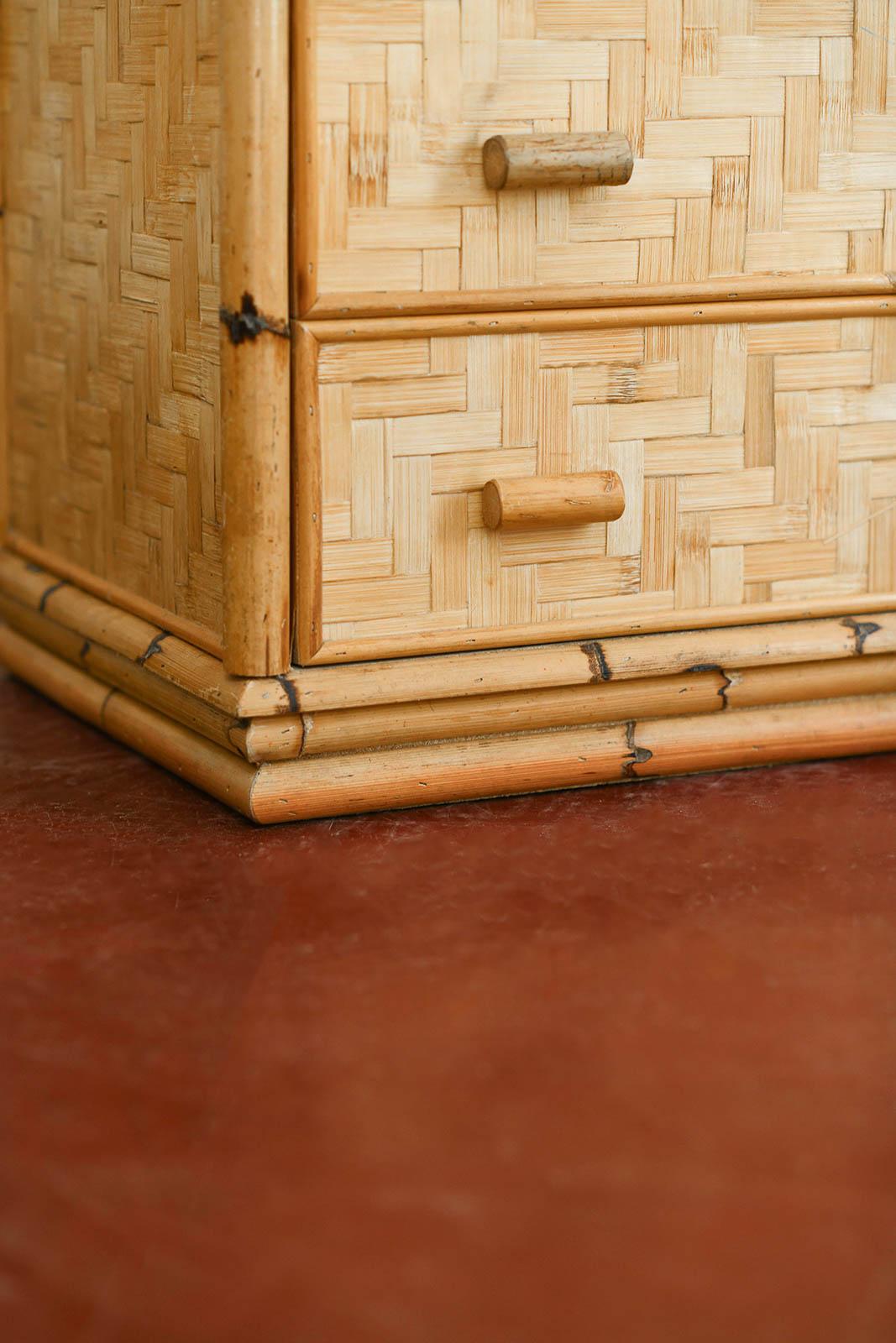 Chest Of Drawers In Bamboo And Pressed Bamboo, Italy 1980 For Sale 3