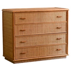 Chest of drawers in bamboo and wicker, 1980.